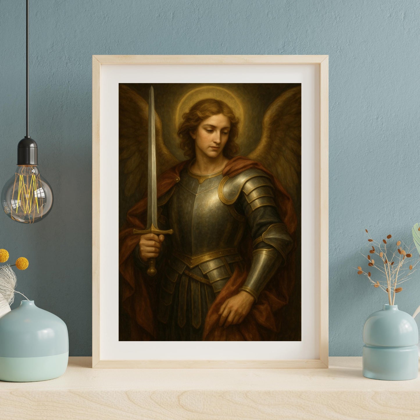Archangel Michael Renaissance Portrait: Christian Home Decor ⬇️ Digital Download