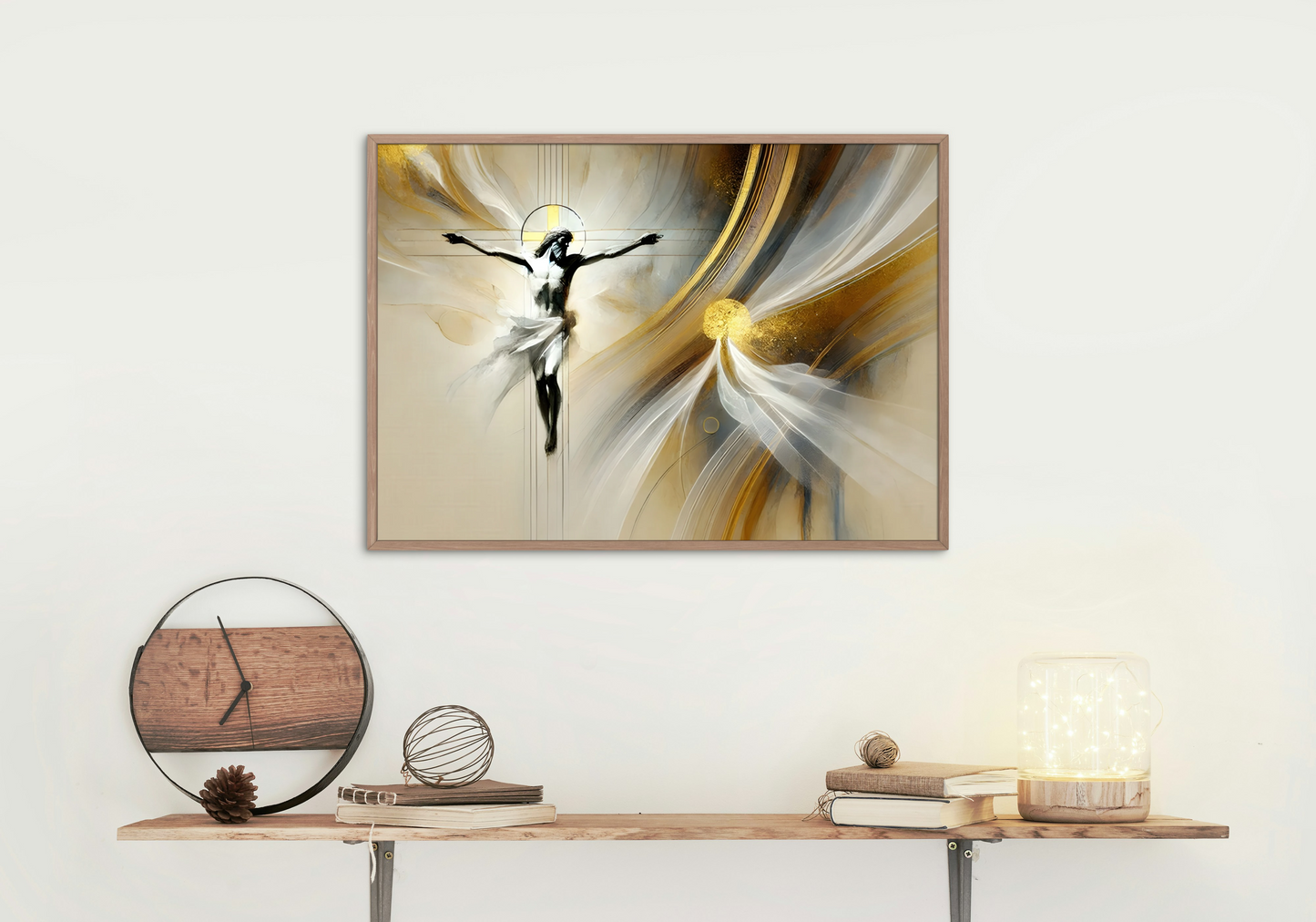 Our Savior Crucified Satin Poster — Modern Christian Inspirational Wall Art