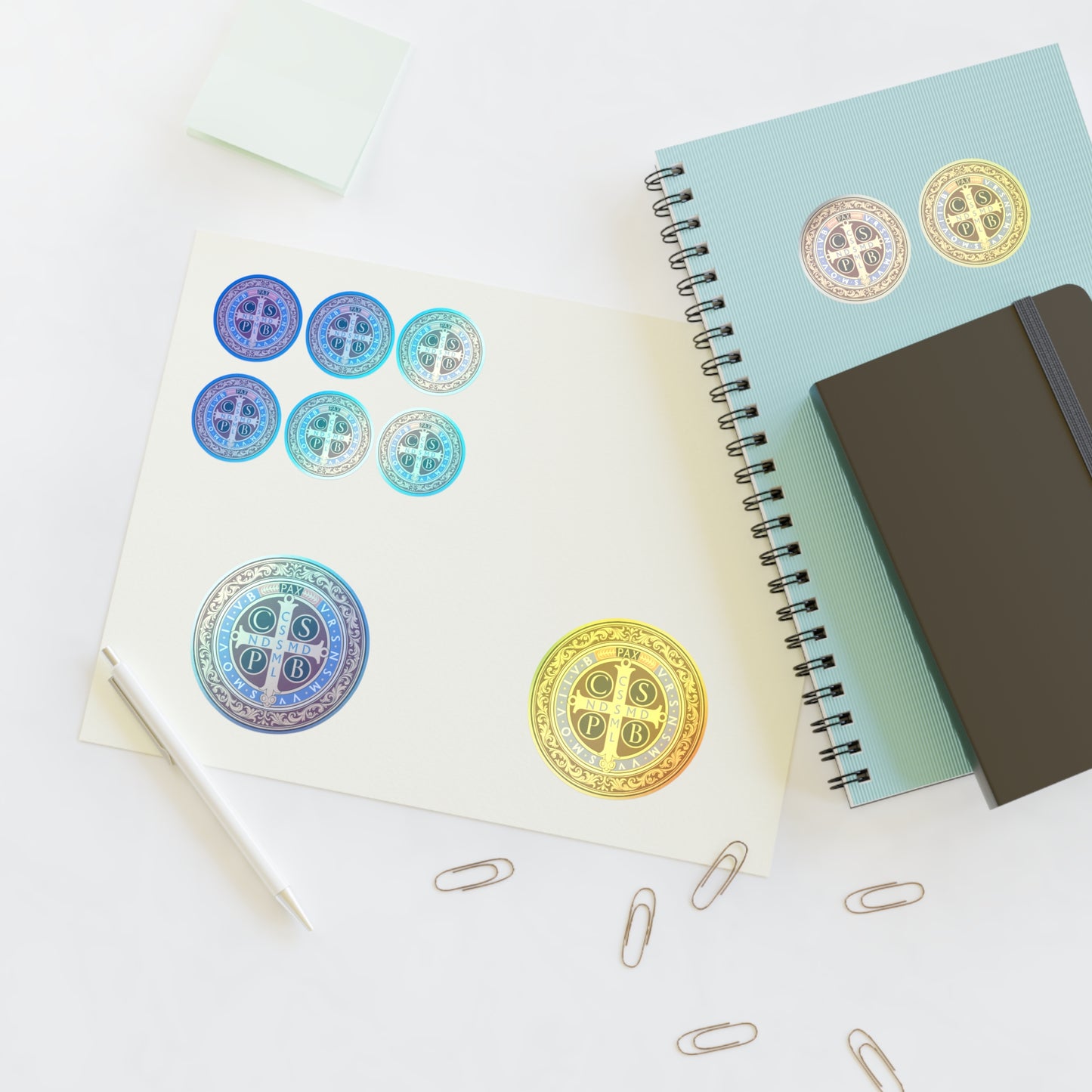 Saint Benedict Medal Sticker Sheet | 10 Religious Catholic Medal Stickers