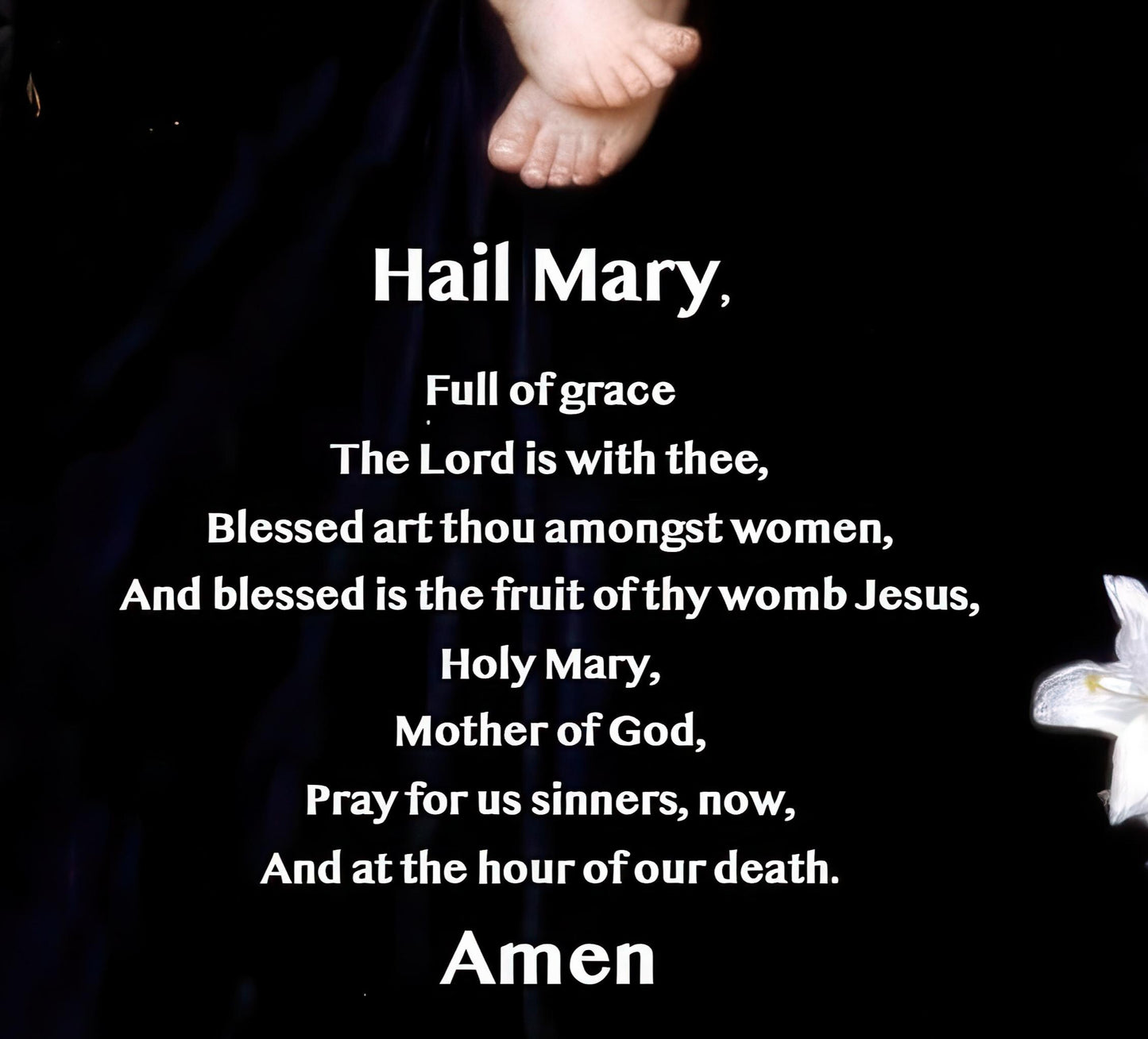 Hail Mary Prayer Art Print: Madonna of the Lilies, Christian Wall Art ⬇️ Digital Download