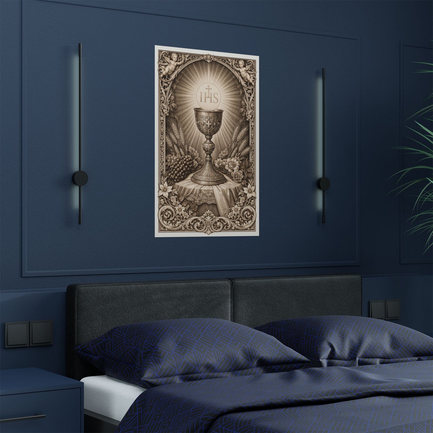 Eucharist Chalice IHS Satin Poster