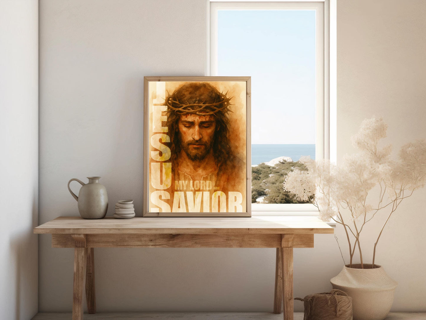 Jesus Christ Art Print: Modern Christian Home Decor, Sacred Faith Gift, Inspirational Quotes Poster ⬇️ Digital Download