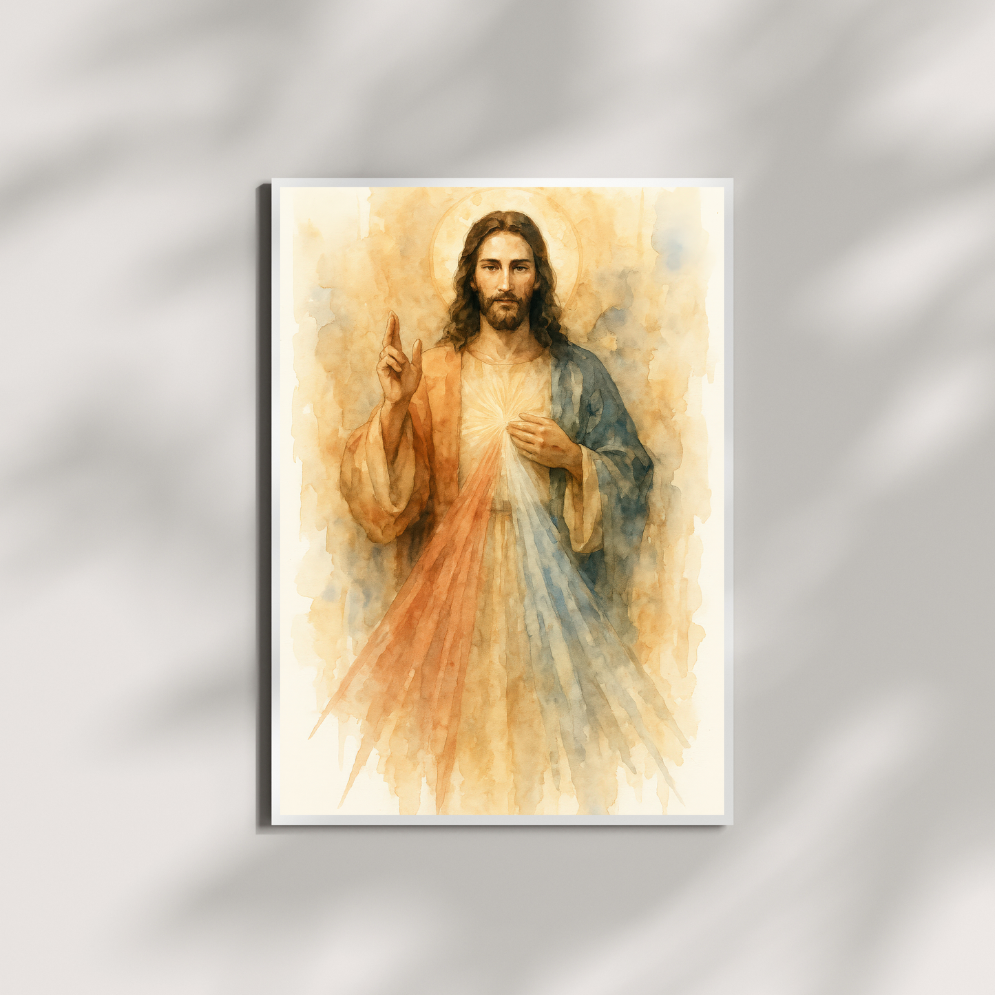 Divine Mercy of Jesus Watercolour Satin Poster — Religious Wall Art