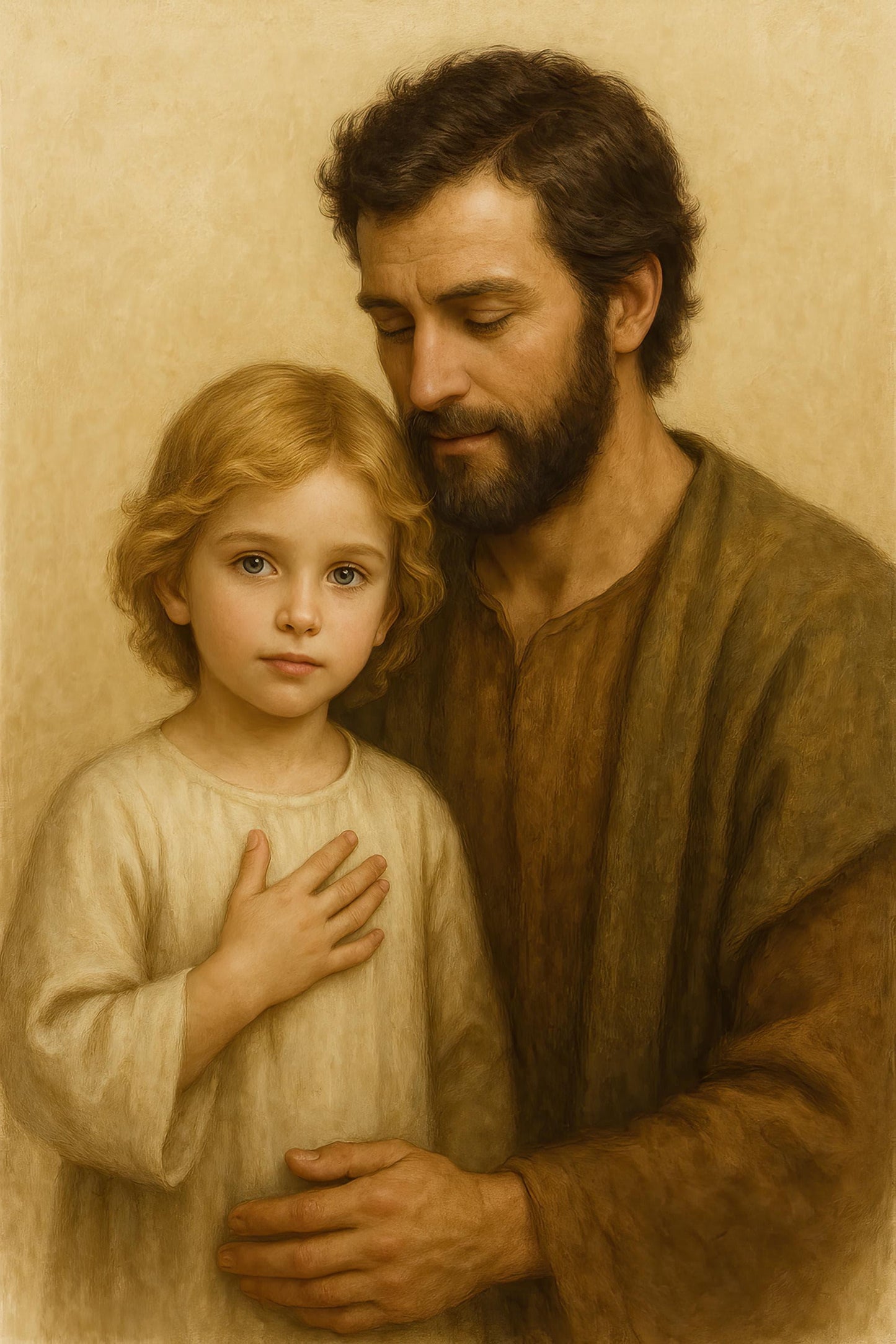 Saint Joseph and Young Jesus Art Print: Holy Family Christian Wall Art Portrait ⬇️ Digital Download