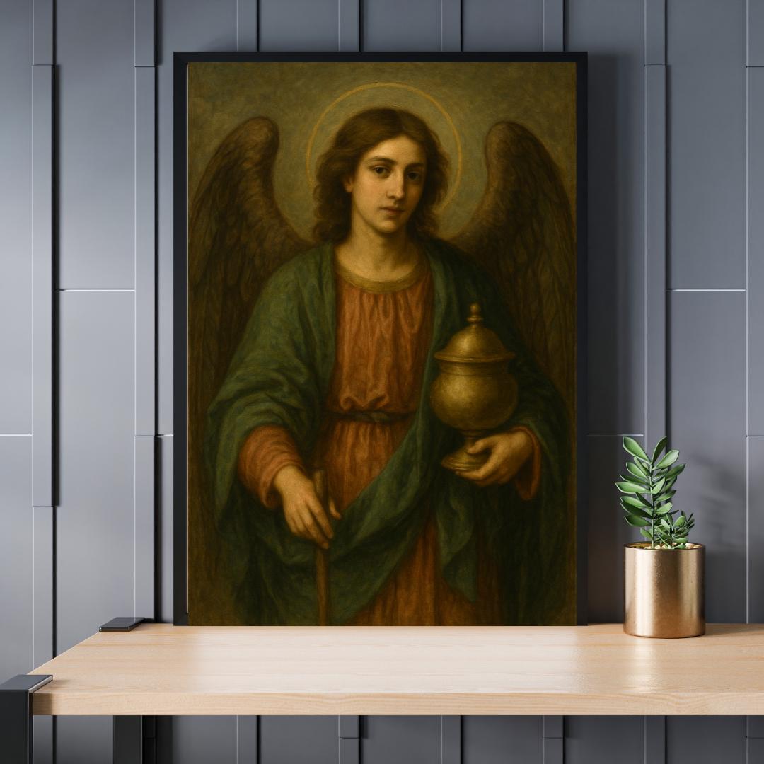 Archangel Raphael Print: Healing Angel Art, Religious Home Decor, Christian Wall Art ⬇️ Digital Download