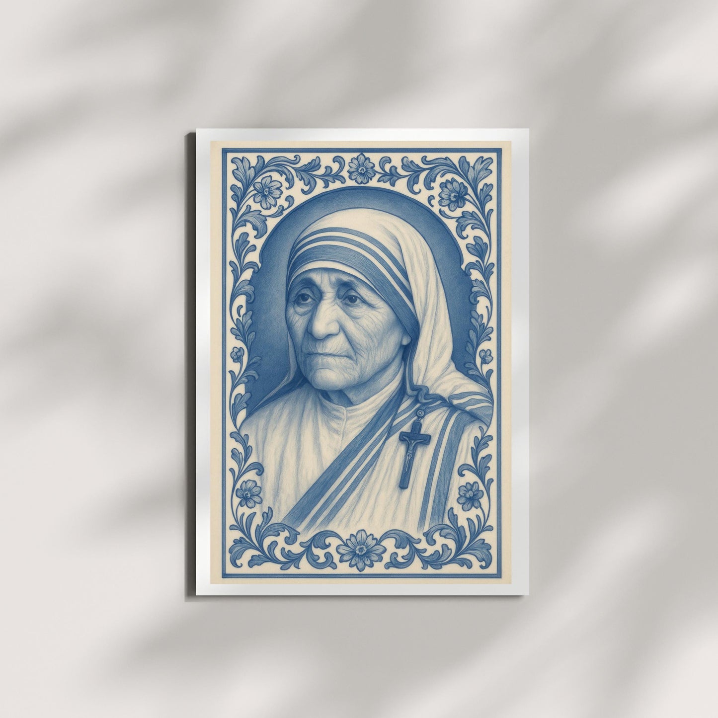 Mother Teresa Chinoiserie Poster: Catholic Baroque Floral Christian Wall Art