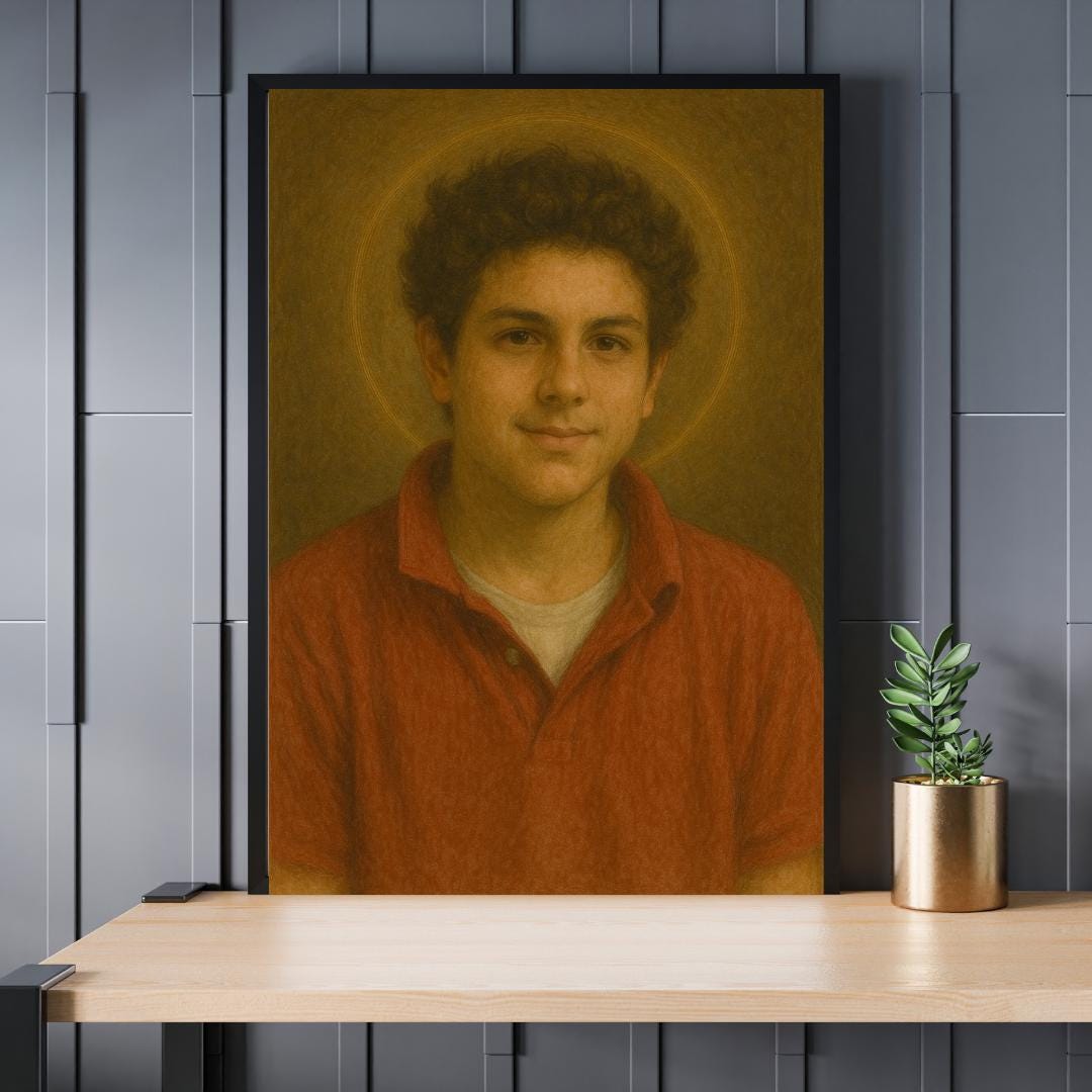 Saint Carlo Acutis Portrait: Modern Catholic Christian Art Print ⬇️ Digital Download