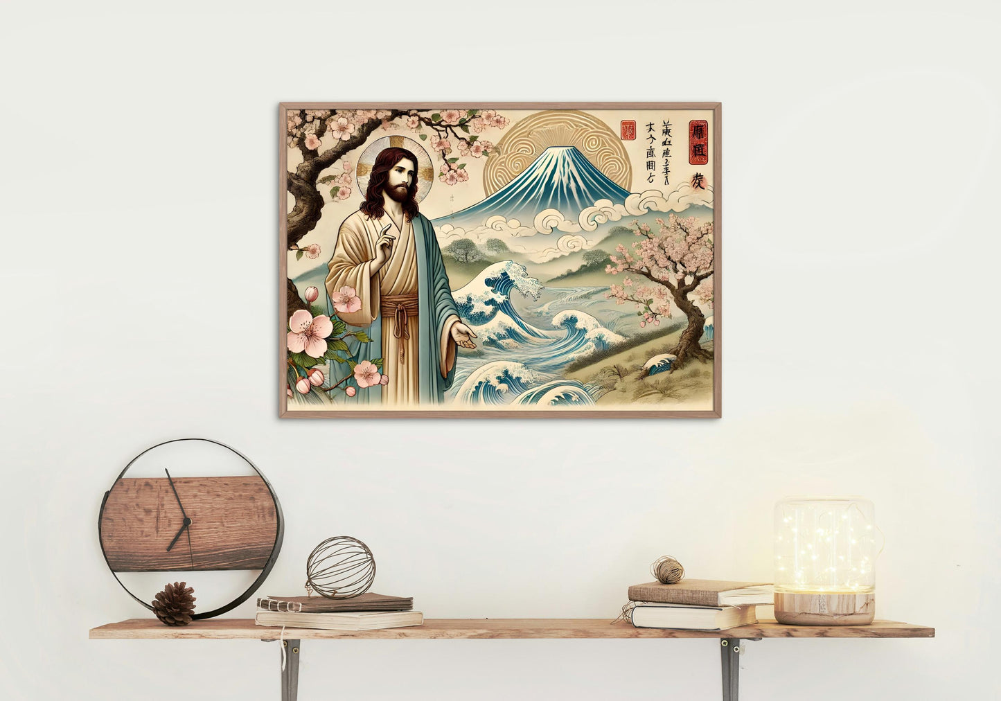 Jesus Ukiyo-e Print: Catholic Japanese Woodblock Christian Wall Art ⬇️ Digital Download