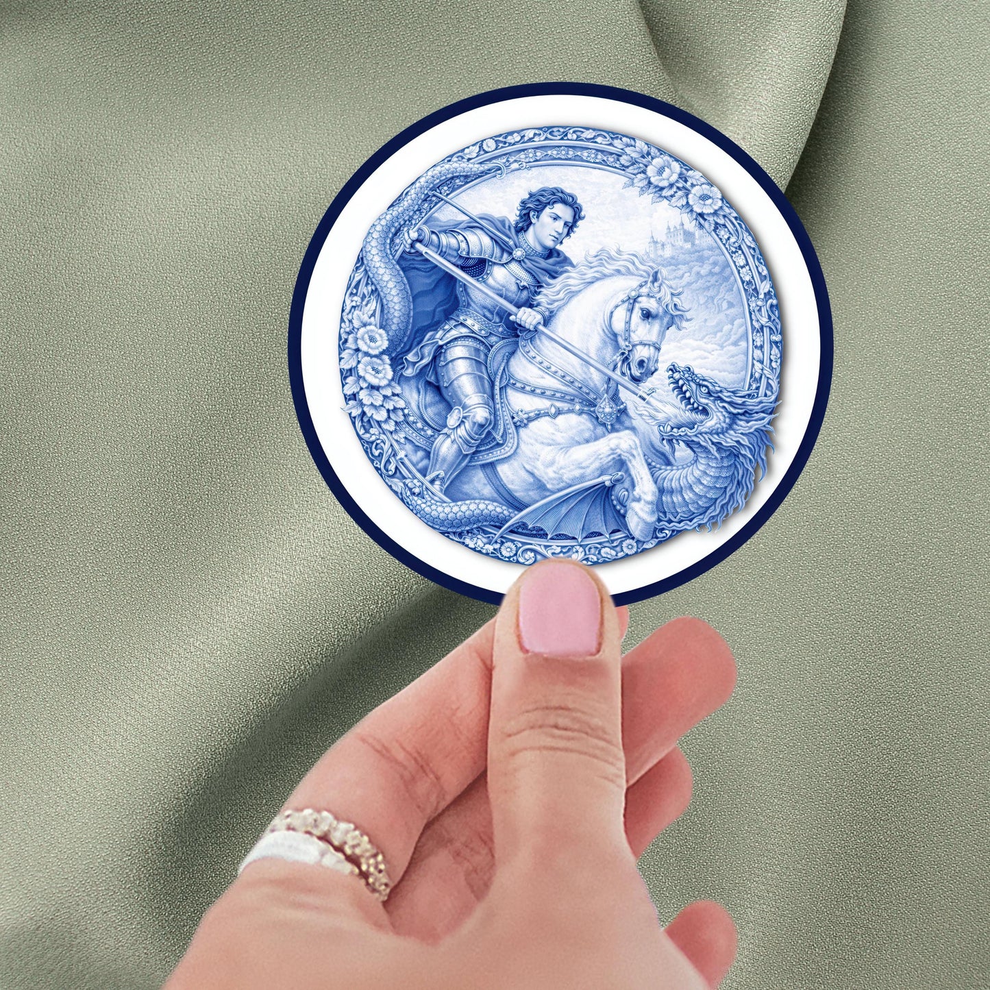 St. George and the Dragon Chinoiserie Kiss Cut Sticker