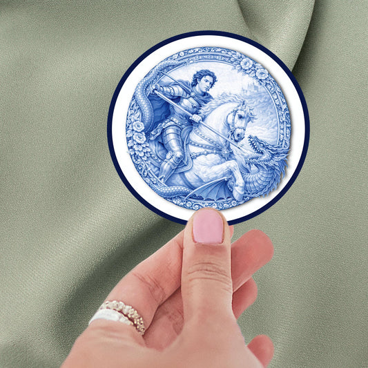 St. George and the Dragon Chinoiserie Kiss Cut Sticker