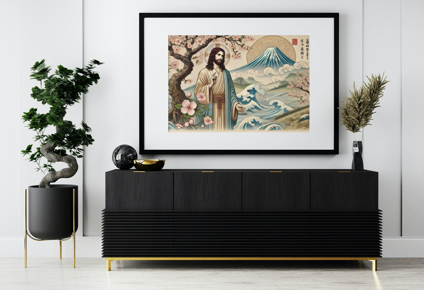 Jesus Ukiyo-e Print: Catholic Japanese Woodblock Christian Wall Art ⬇️ Digital Download