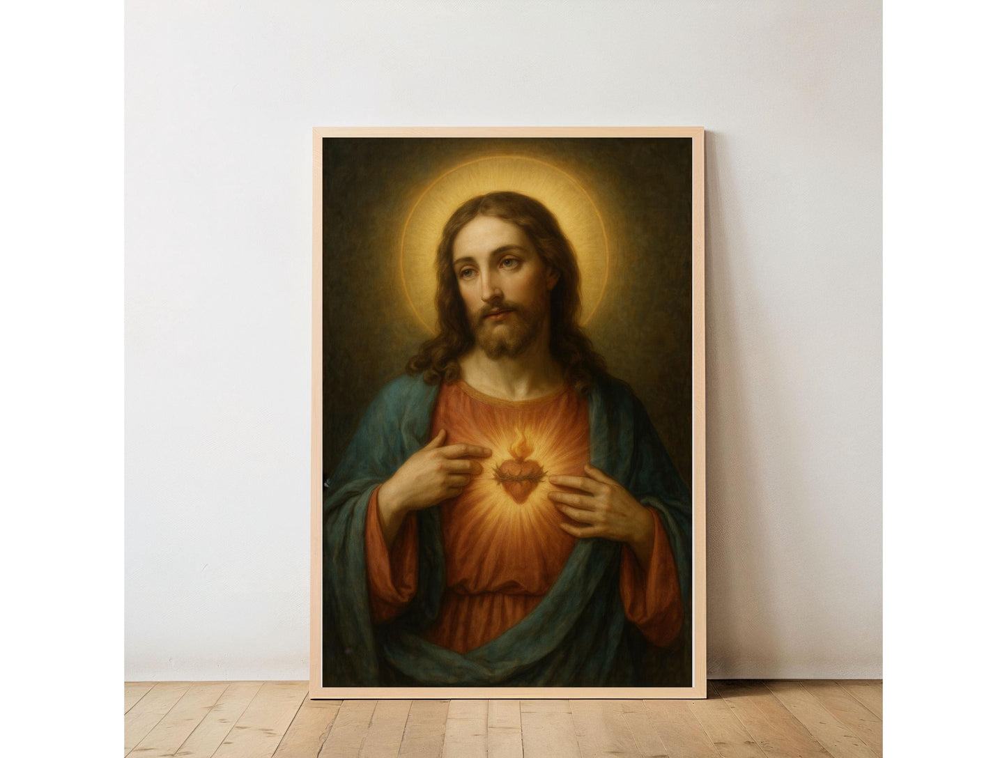 Sacred Heart of Jesus Portrait: Catholic Christian Wall Art ⬇️ Digital Download