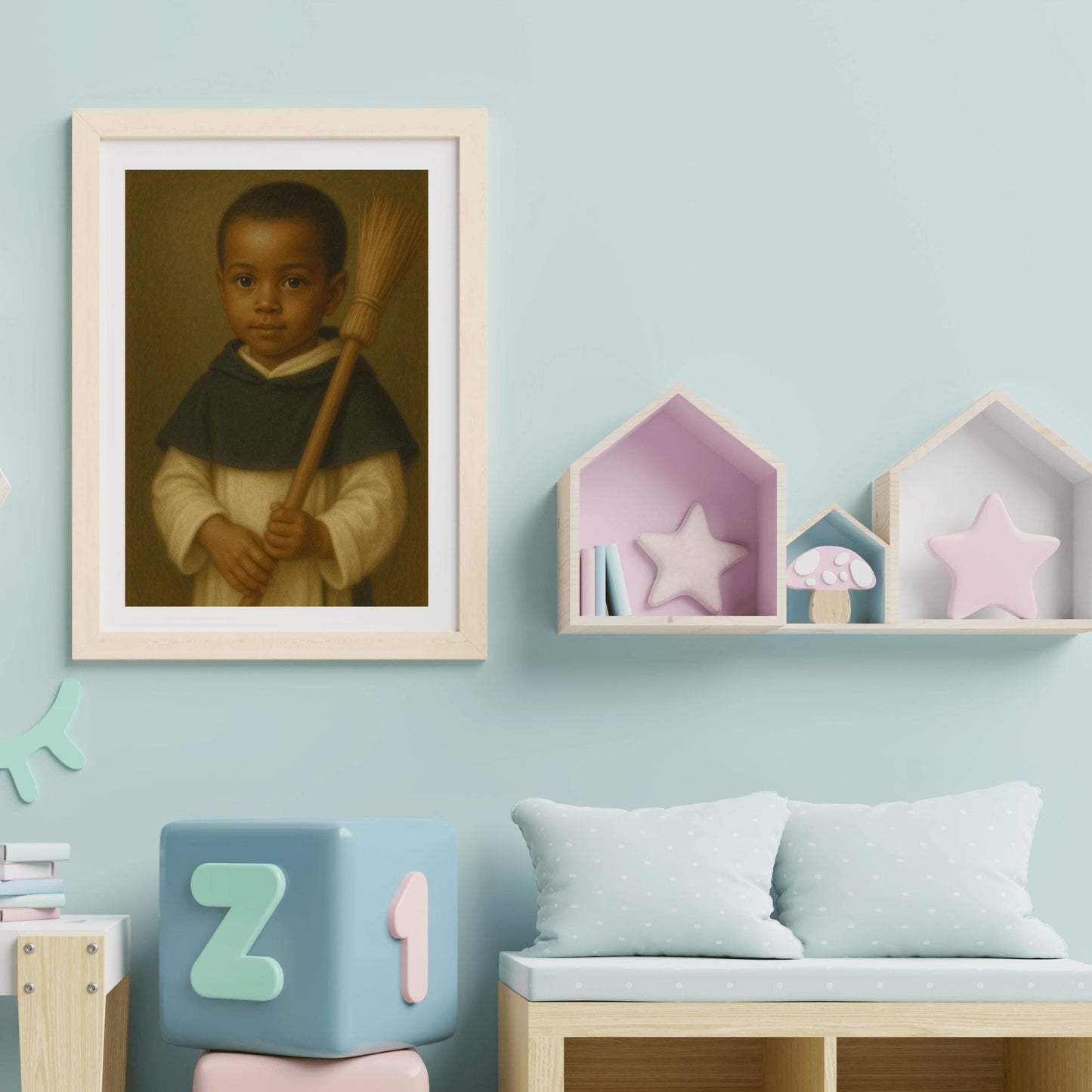Saint Martin Art Print: Baby Saint Martin de Porres Catholic Nursery Art, Baptism, Baby Shower Gift ⬇️ Digital Download