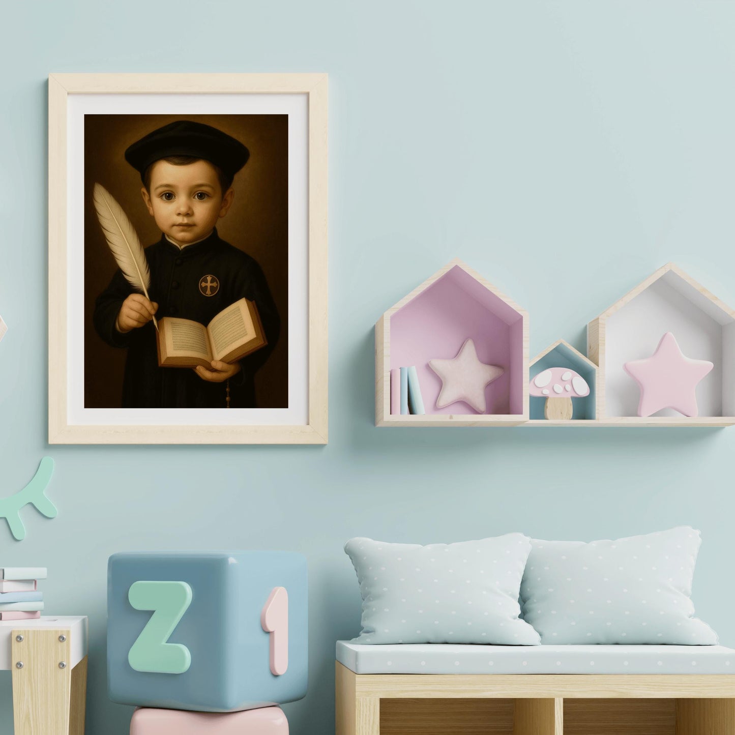 Saint Ignatius Art Print: Baby Saint Ignatius of Loyola Catholic Nursery Decor, Baptism, Baby Shower Faith Gift ⬇️ Digital Download