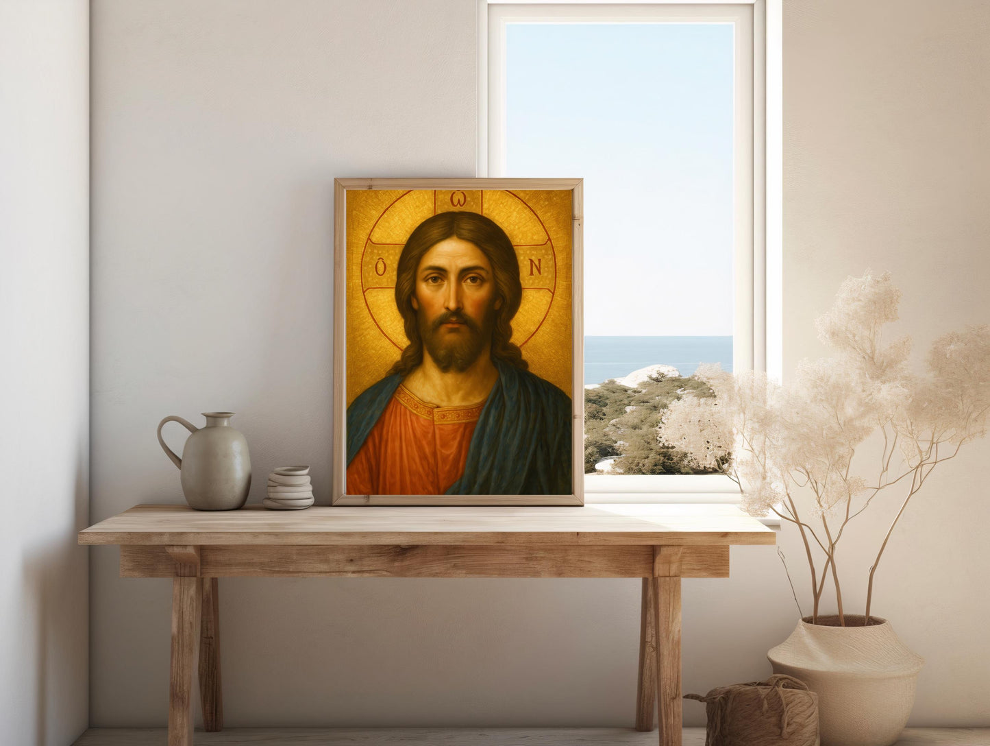 Orthodox Jesus Icon: Gold Oil Painting Style, Christian Wall Art ⬇️ Digital Download