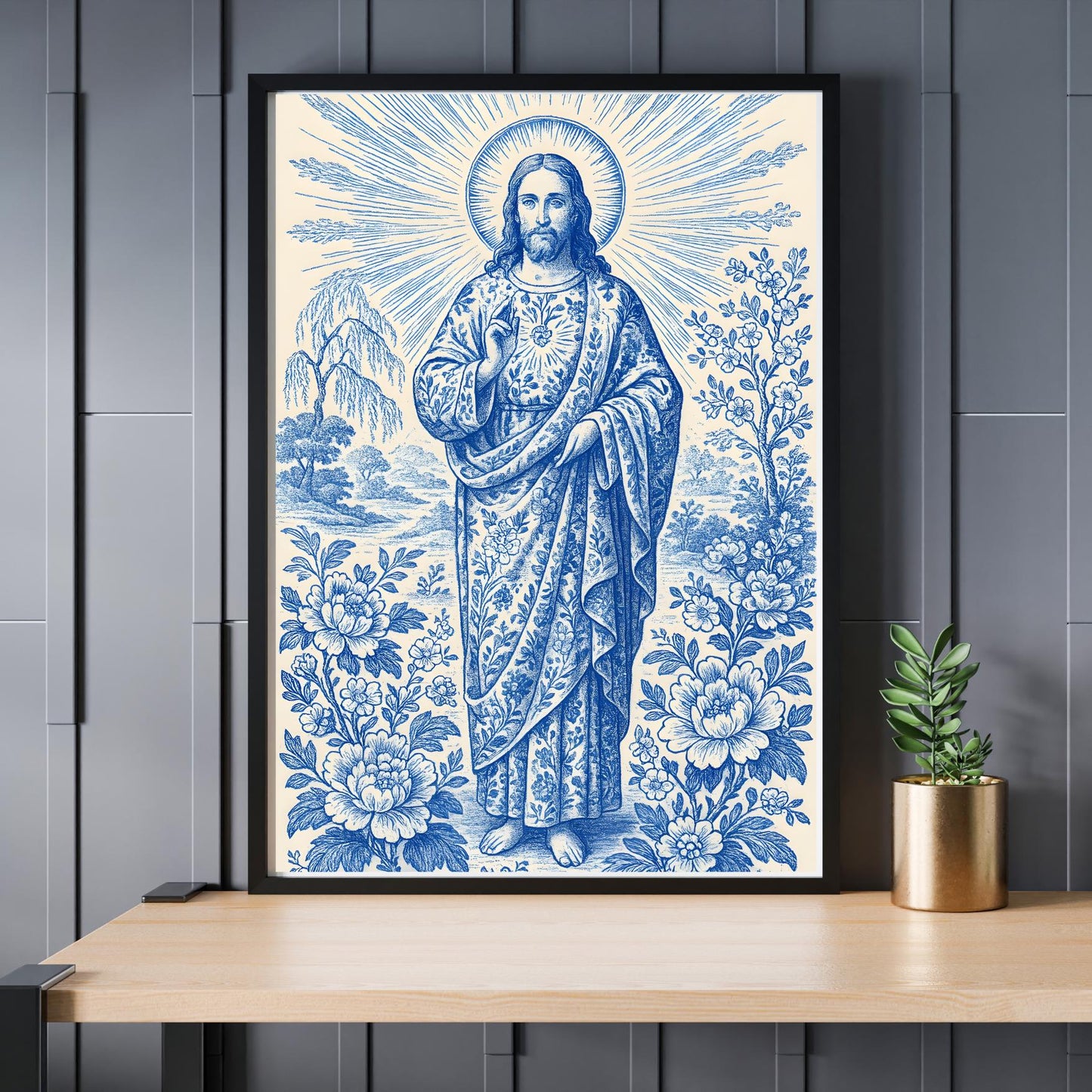 Jesus Chinoiserie Art Print: Religious Home Decor, Christian Wall Art ⬇️ Digital Download