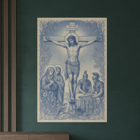 Chinoiserie Crucifixion Satin Poster — Jesus Crucifixion Art Print (300gsm)