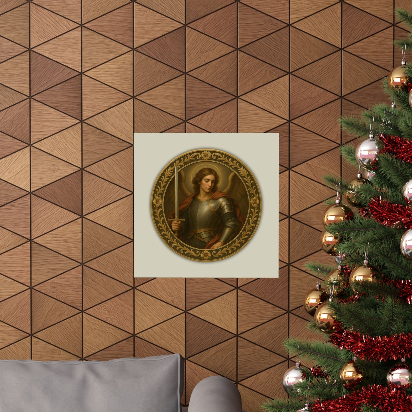 Archangel Saint Michael Matte Square Poster - Renaissance-Style Artwork, Ideal Confirmation or Nursery Gift, Wall Decor, Religious Art