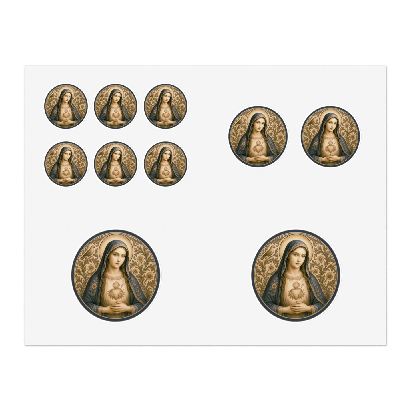 Blessed Virgin Mary Sticker Sheet — 10 Catholic Medal Stickers