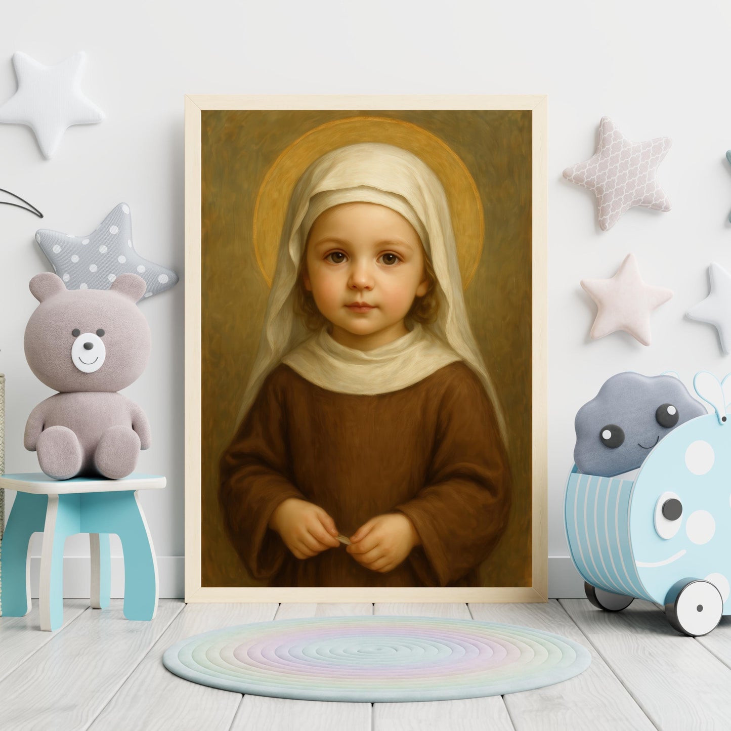 Saint Bernadette Art Print: Baby Saint Bernadette Catholic Nursery Home Decor, Baptism, Baby Shower Gift ⬇️ Digital Download