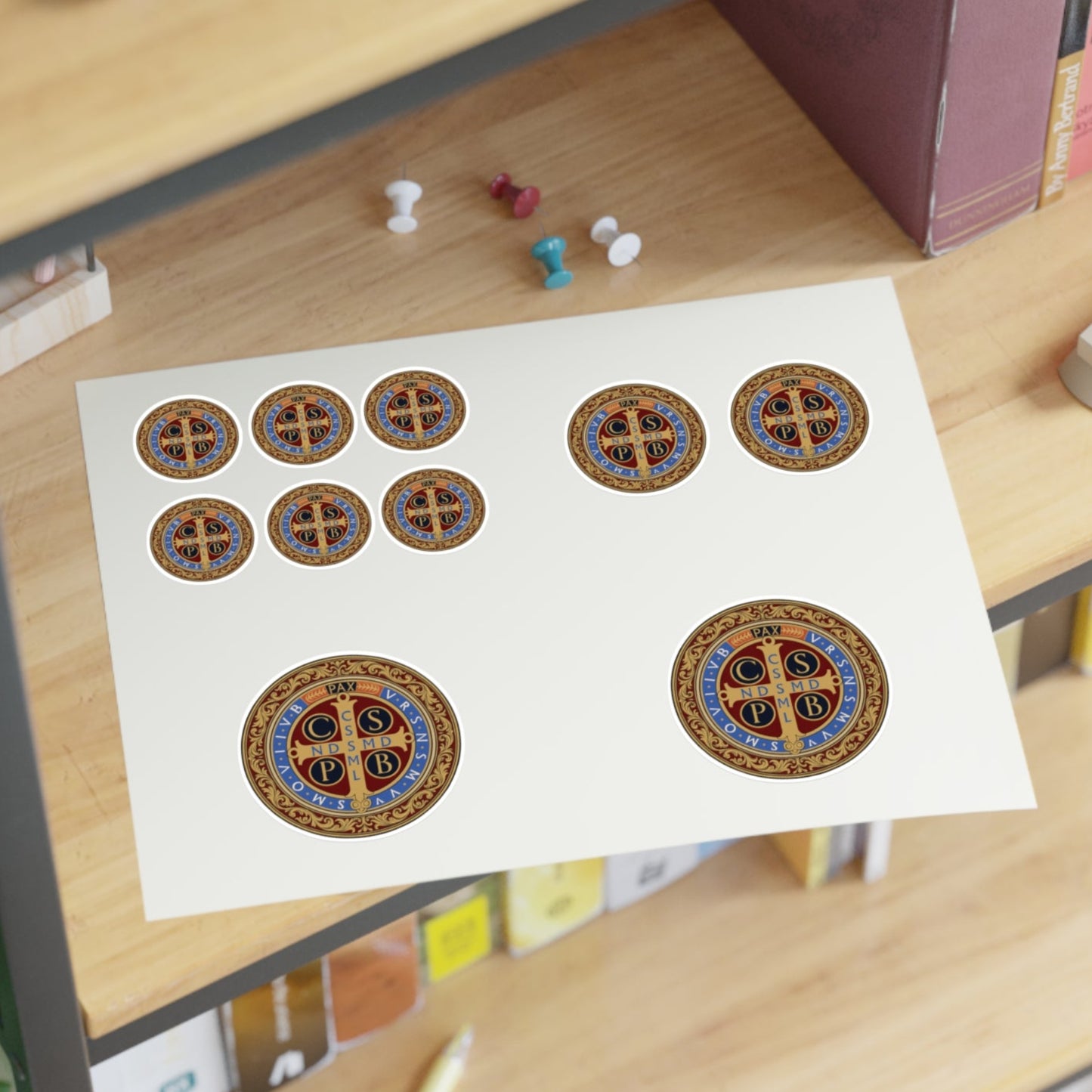 Saint Benedict Medal Sticker Sheet | 10 Religious Catholic Medal Stickers