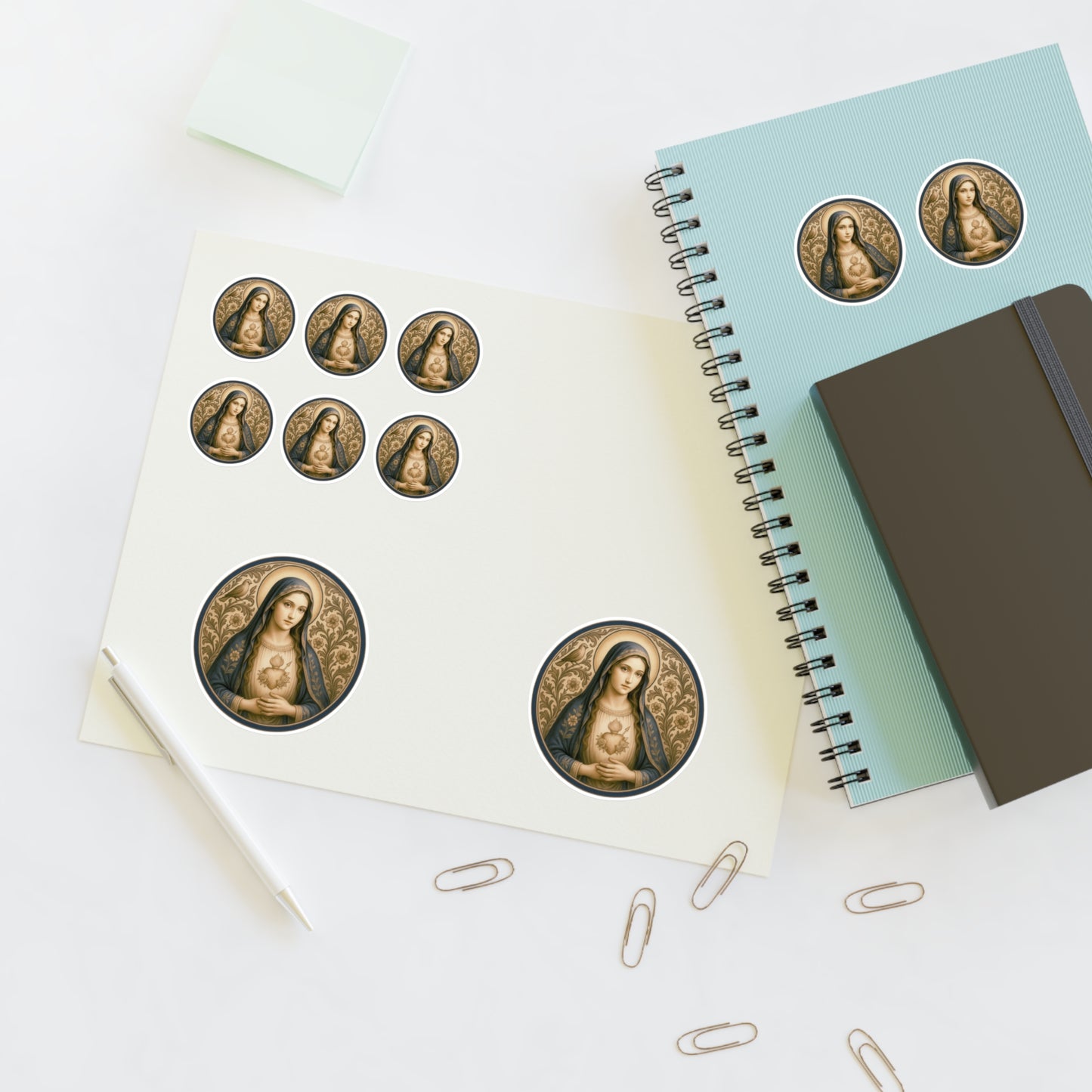 Blessed Virgin Mary Sticker Sheet — 10 Catholic Medal Stickers