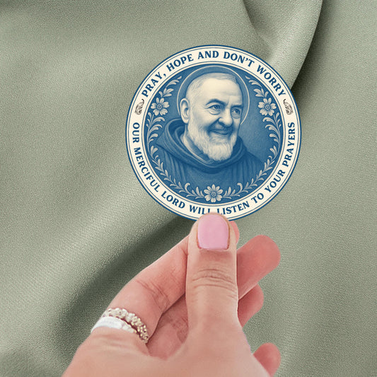 Saint Padre Pio Sticker: Catholic Chinoiserie Style Decal