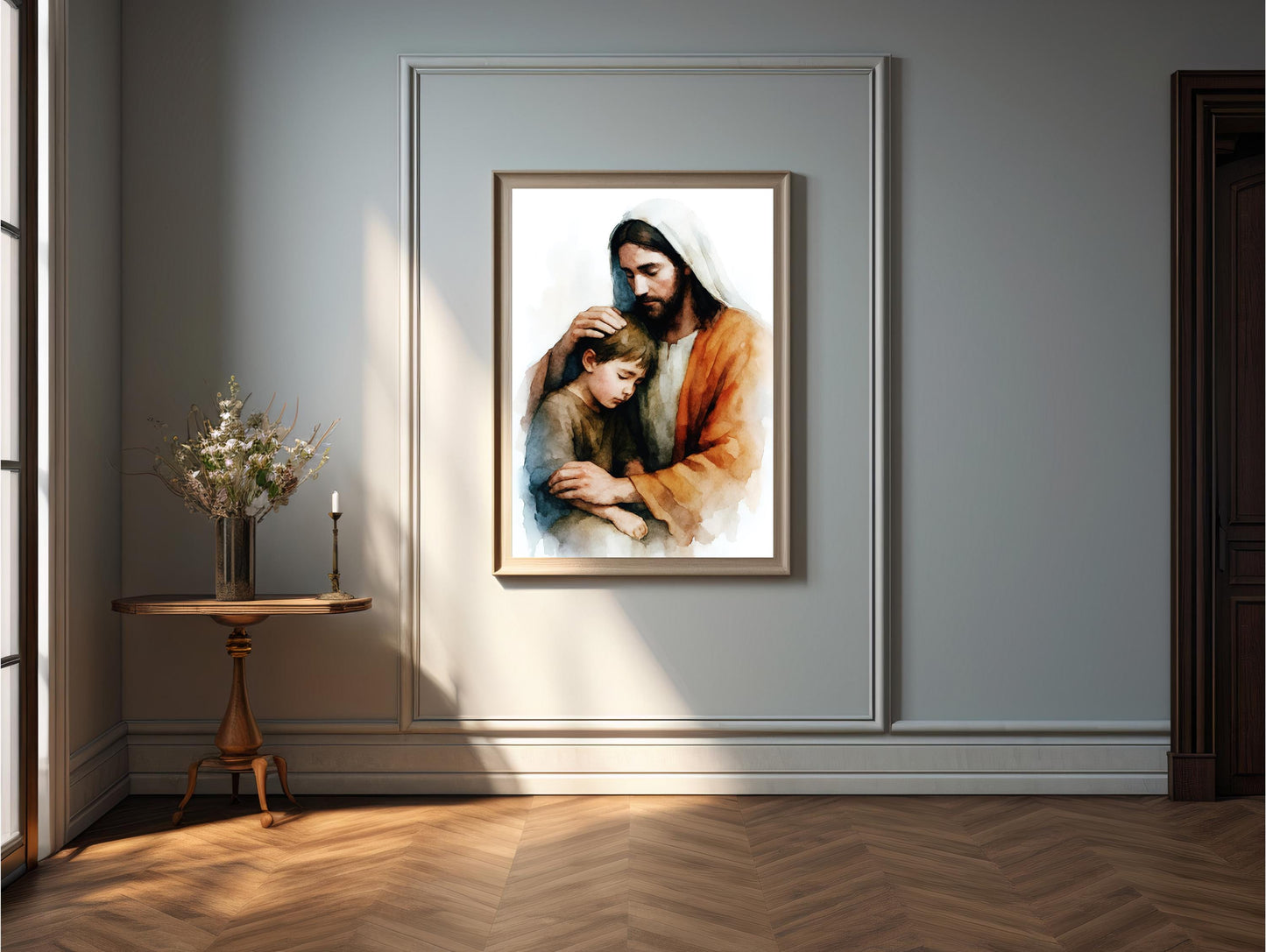 Jesus Protection Poster: Jesus Embracing Boy, Inspirational Modern Christian Wall Art Print, Faith Gift ⬇️ Digital Download