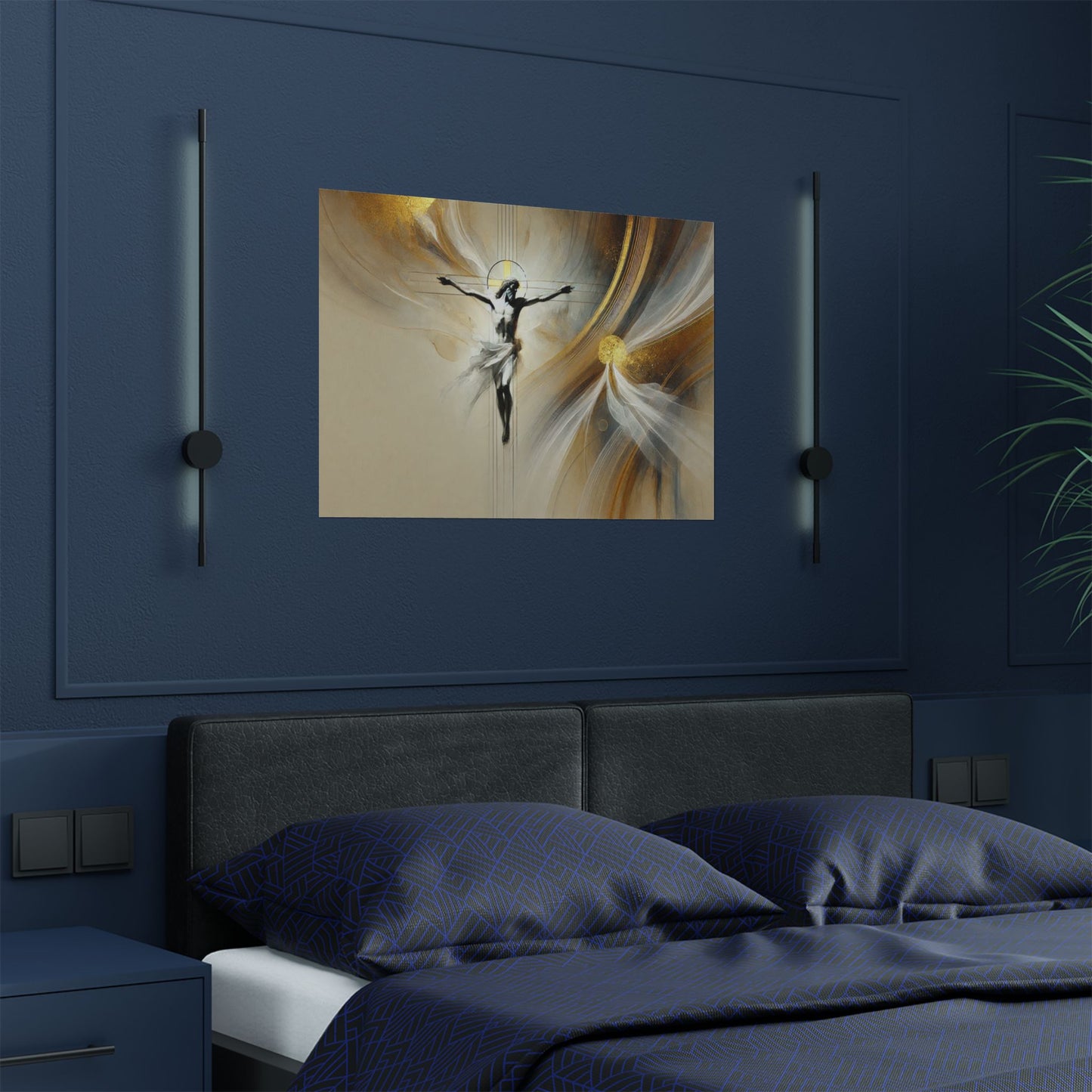 Our Savior Crucified Satin Poster — Modern Christian Inspirational Wall Art