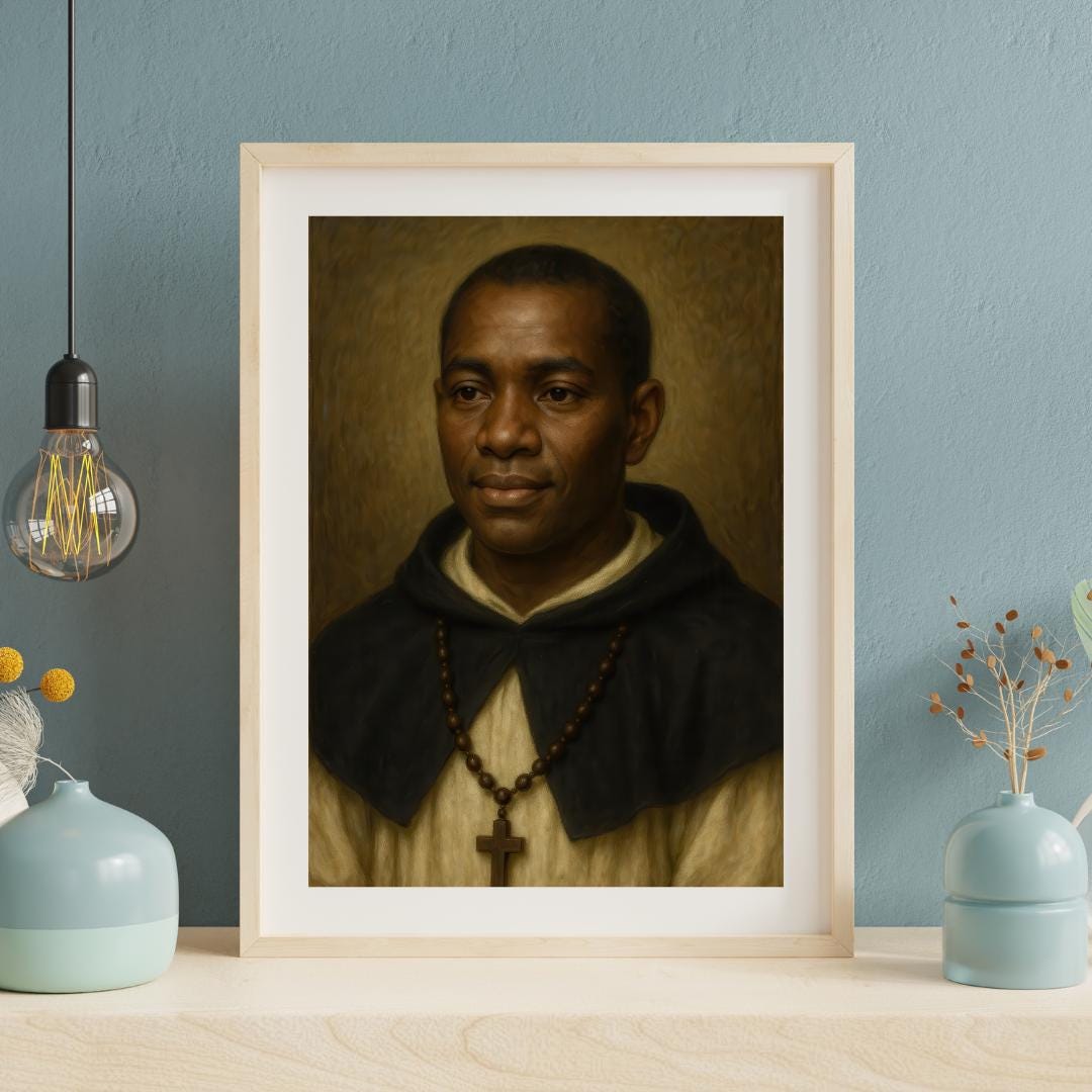 Saint Martin de Porres Portrait: Catholic Christian Wall Art, Dominican Brother ⬇️ Digital Download
