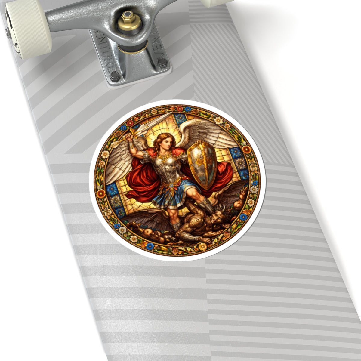 Archangel Saint Michael Stained Glass Protection Stickers | Kiss-Cut Sticker