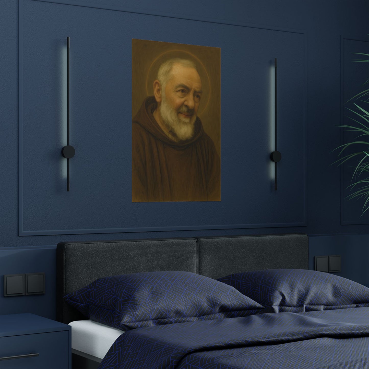 Saint Padre Pio Catholic Religious Wall Satin Poster Decor, Capuchin Friar Portrait Print, Home Decor, Modern Art, 300gsm