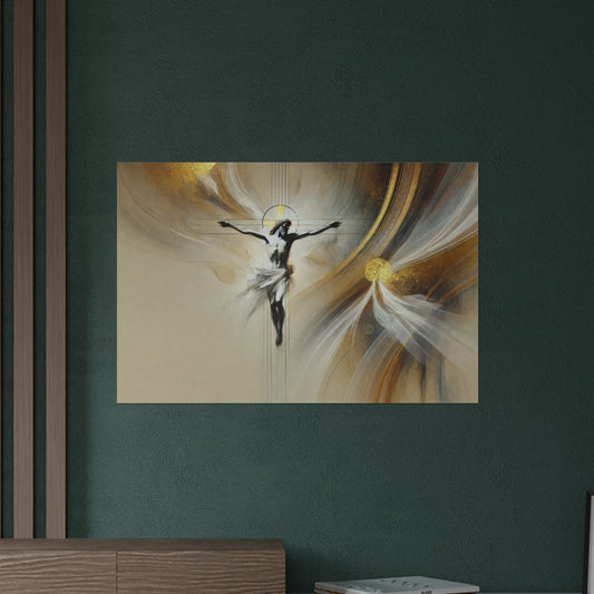 Our Savior Crucified Satin Poster — Modern Christian Inspirational Wall Art