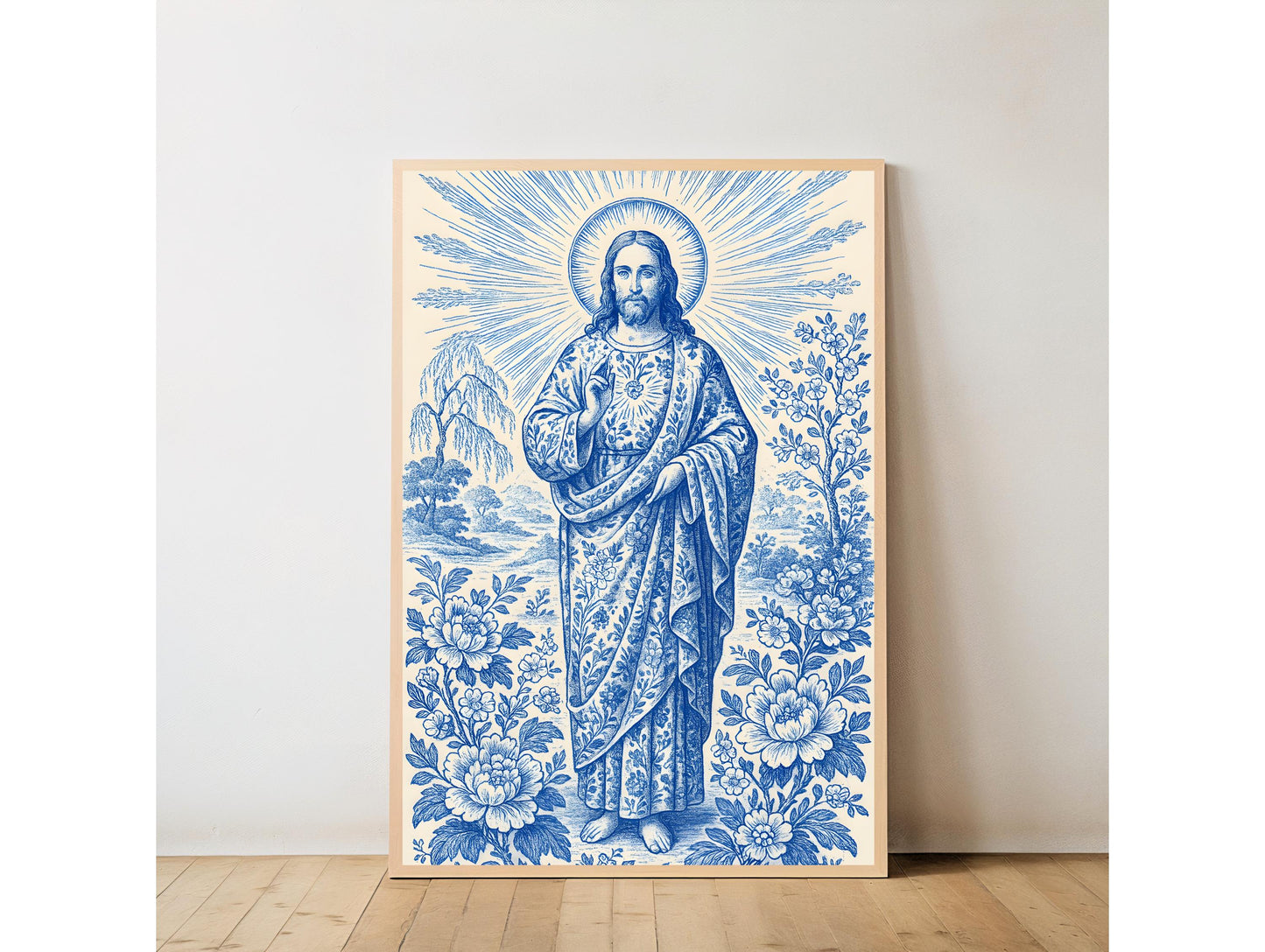 Jesus Chinoiserie Art Print: Religious Home Decor, Christian Wall Art ⬇️ Digital Download