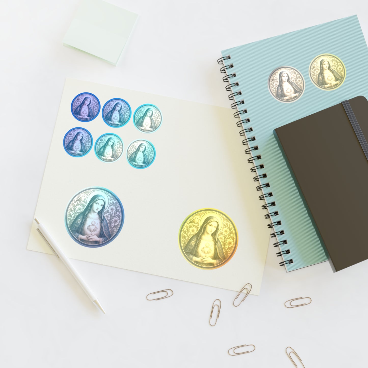 Blessed Virgin Mary Sticker Sheet — 10 Catholic Medal Stickers