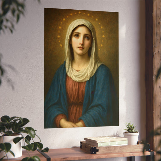 Virgin Mary Fine Art Poster, Vintage Art Print, Religious Wall Art, Mary Mother of Jesus Decor, Home Decor, Gift for Faith Lovers