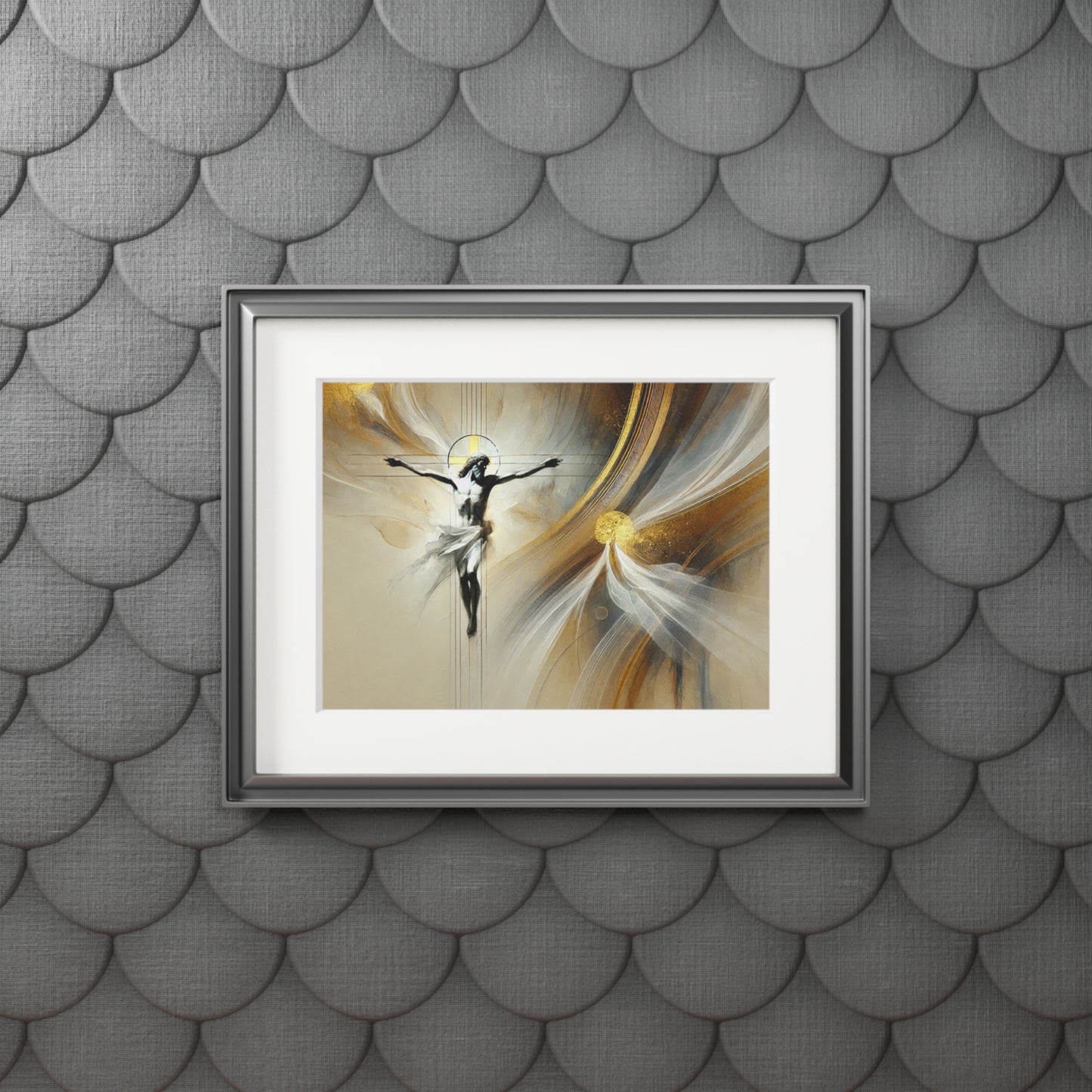 Jesus Crucified: Elegant Fine Art Prints with Passepartout Frame, Spiritual Wall Decor, Artistic Gift, Modern Home Art