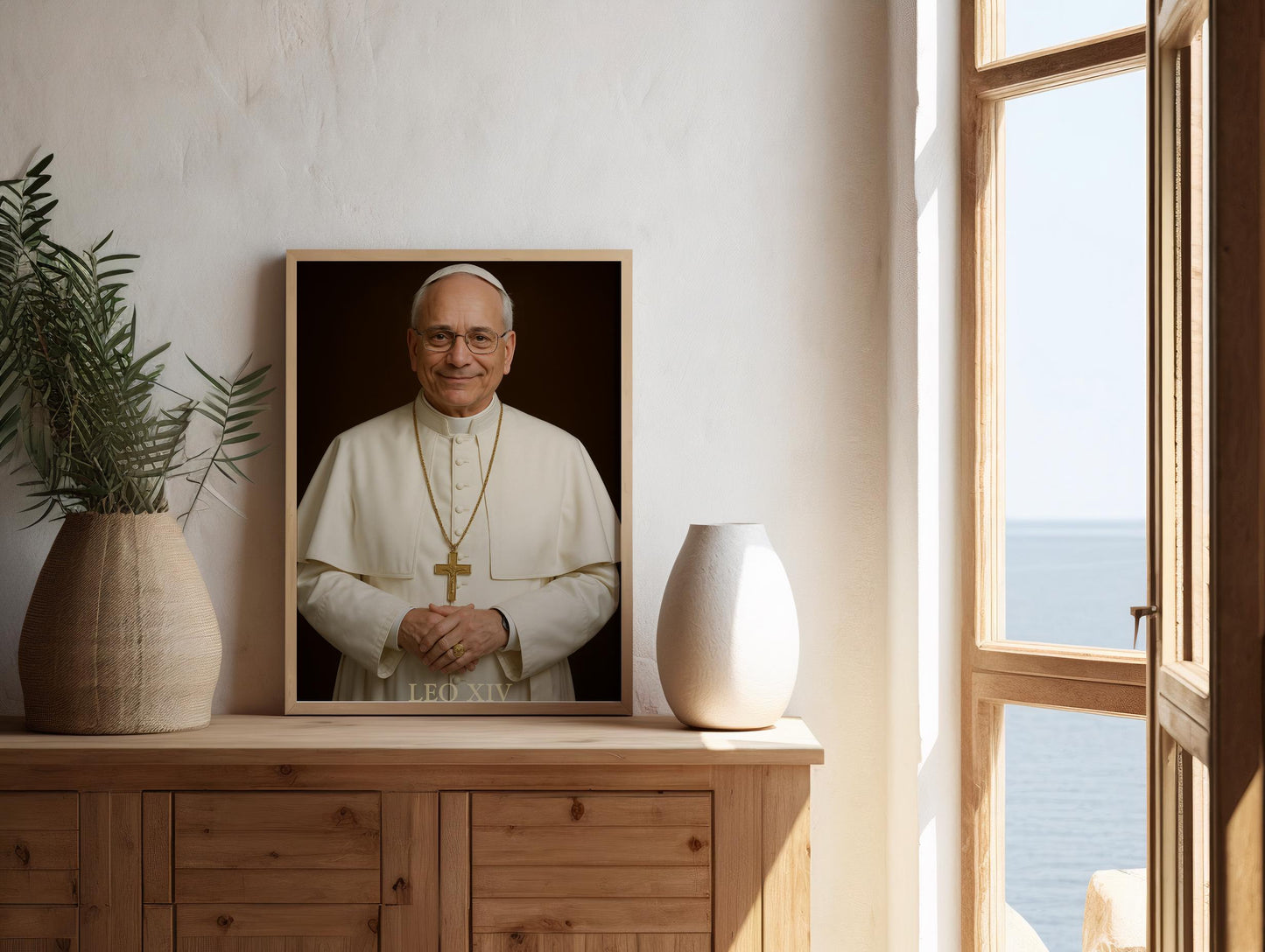 Pope Leo Digital Portrait: Catholic Christian Wall Art Print, Home Decor Faith Gift, Spiritual Portrait ⬇️ Digital Download