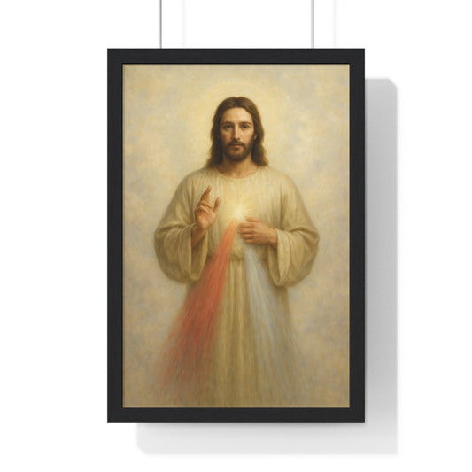 Jesus Divine Mercy, Vertical Framed Poster, Religious Art, Home Decor, Faith Gift, Spiritual Wall Art, Baptism or Confirmation