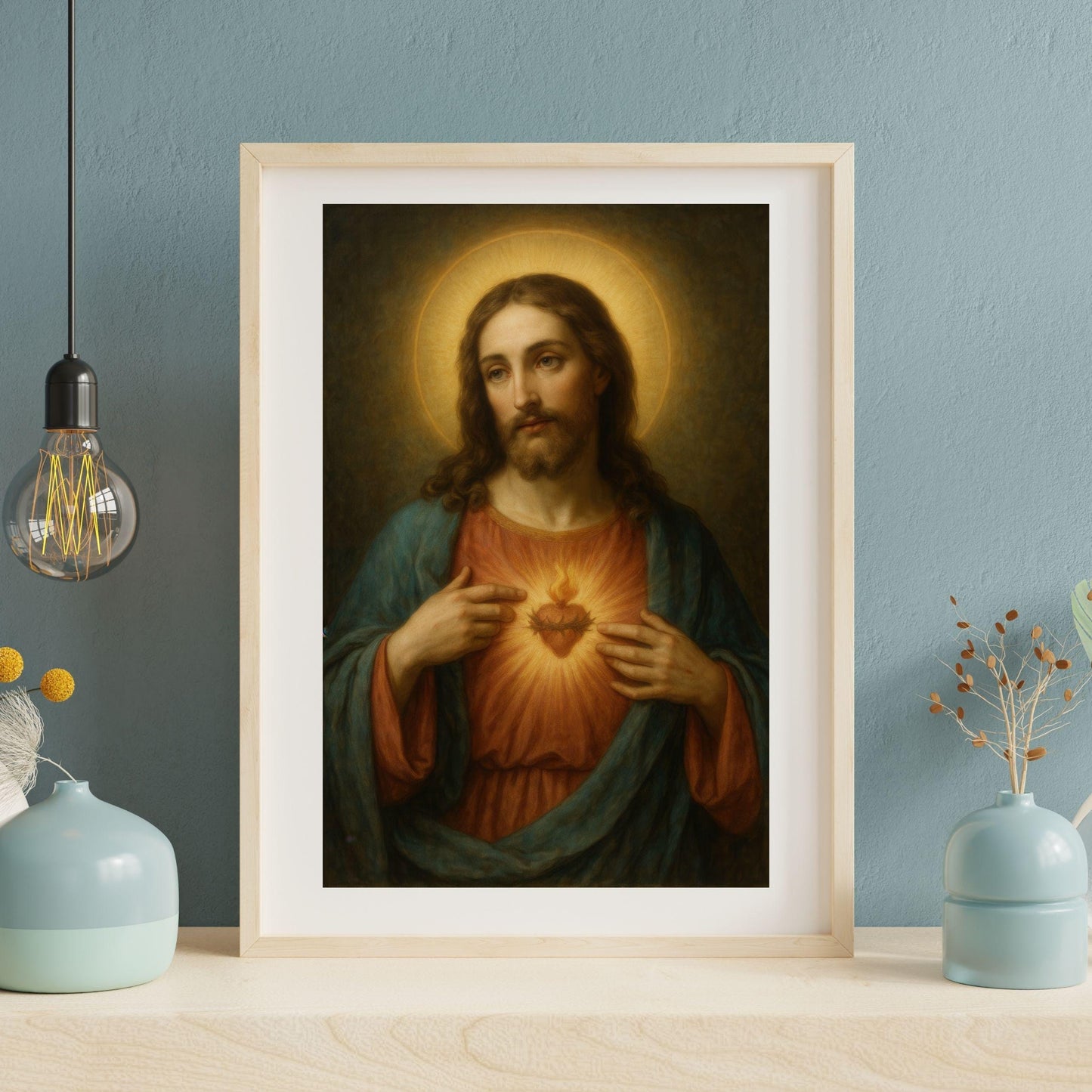 Sacred Heart of Jesus Portrait: Catholic Christian Wall Art ⬇️ Digital Download