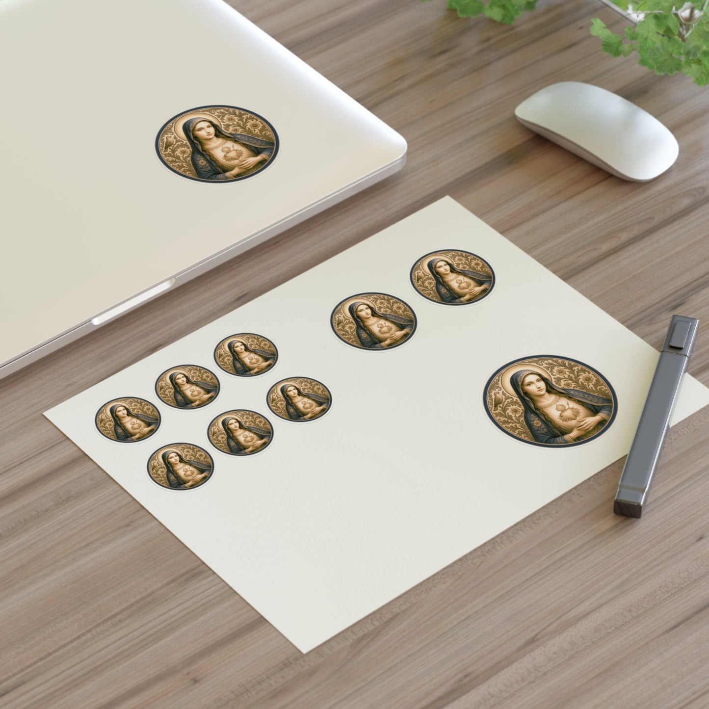 Blessed Virgin Mary Sticker Sheet — 10 Catholic Medal Stickers