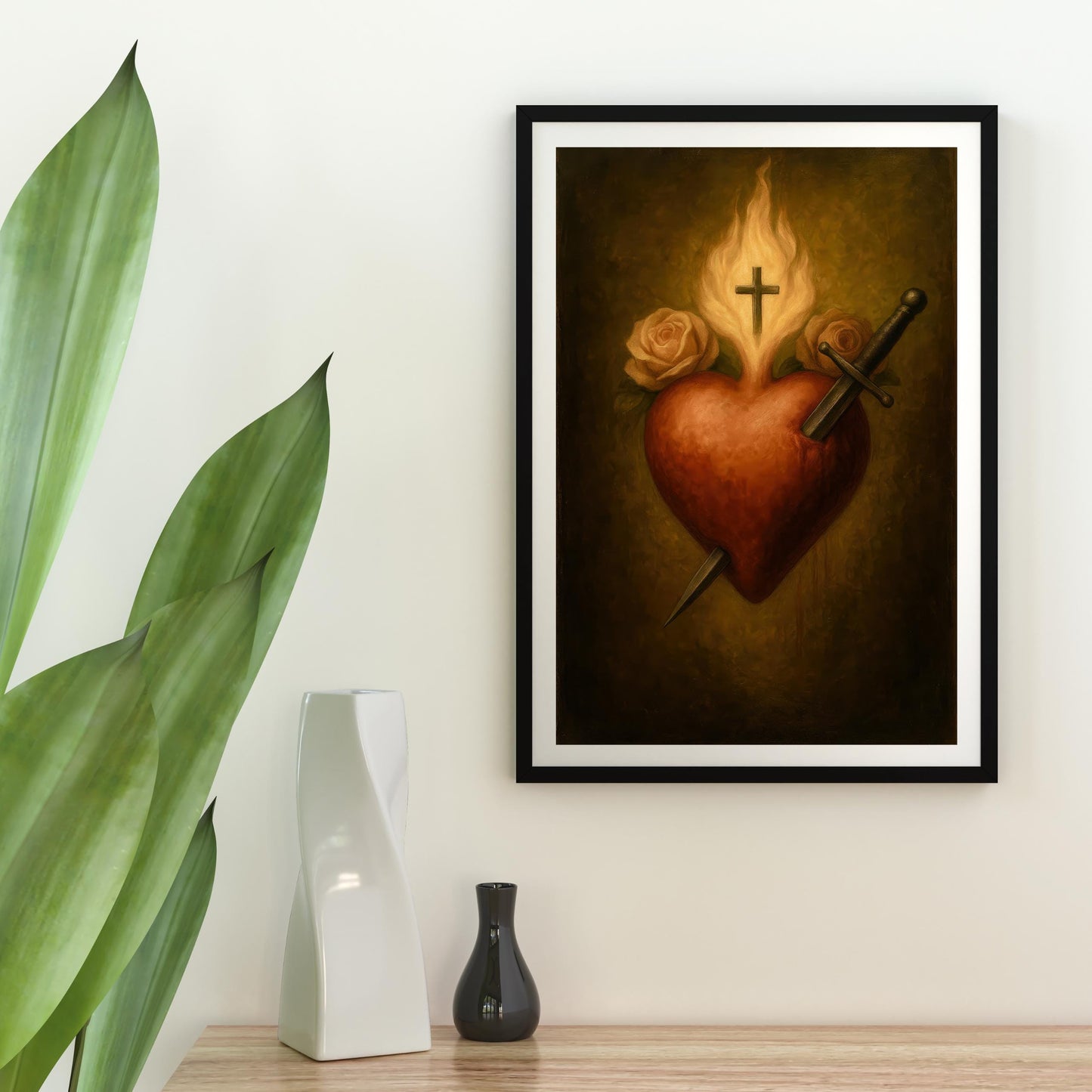 Immaculate Heart of Virgin Mary: Traditional Print, Catholic Wall Decor, Sacred Symbol Christian Wall Art ⬇️ Digital Download