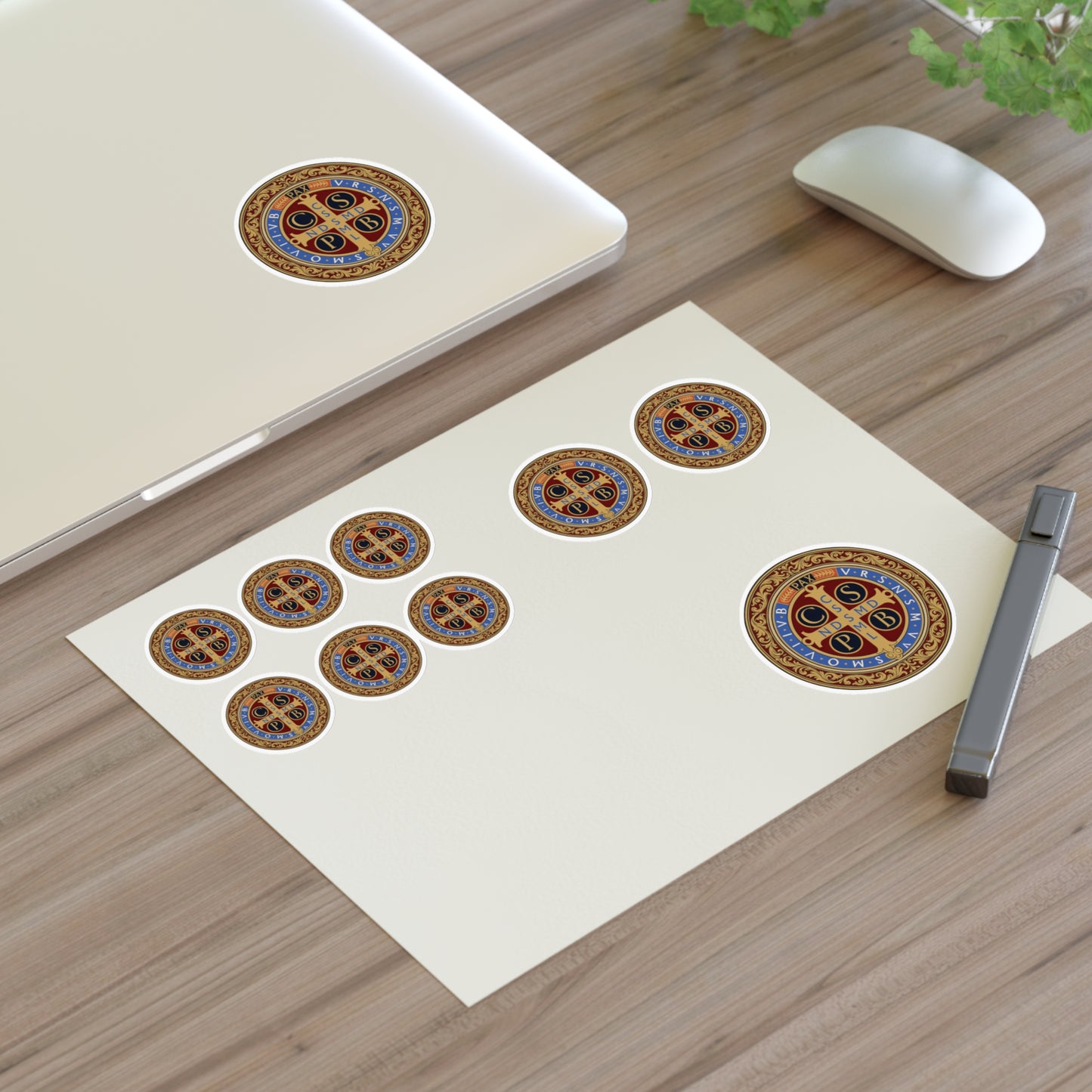 Saint Benedict Medal Sticker Sheet | 10 Religious Catholic Medal Stickers
