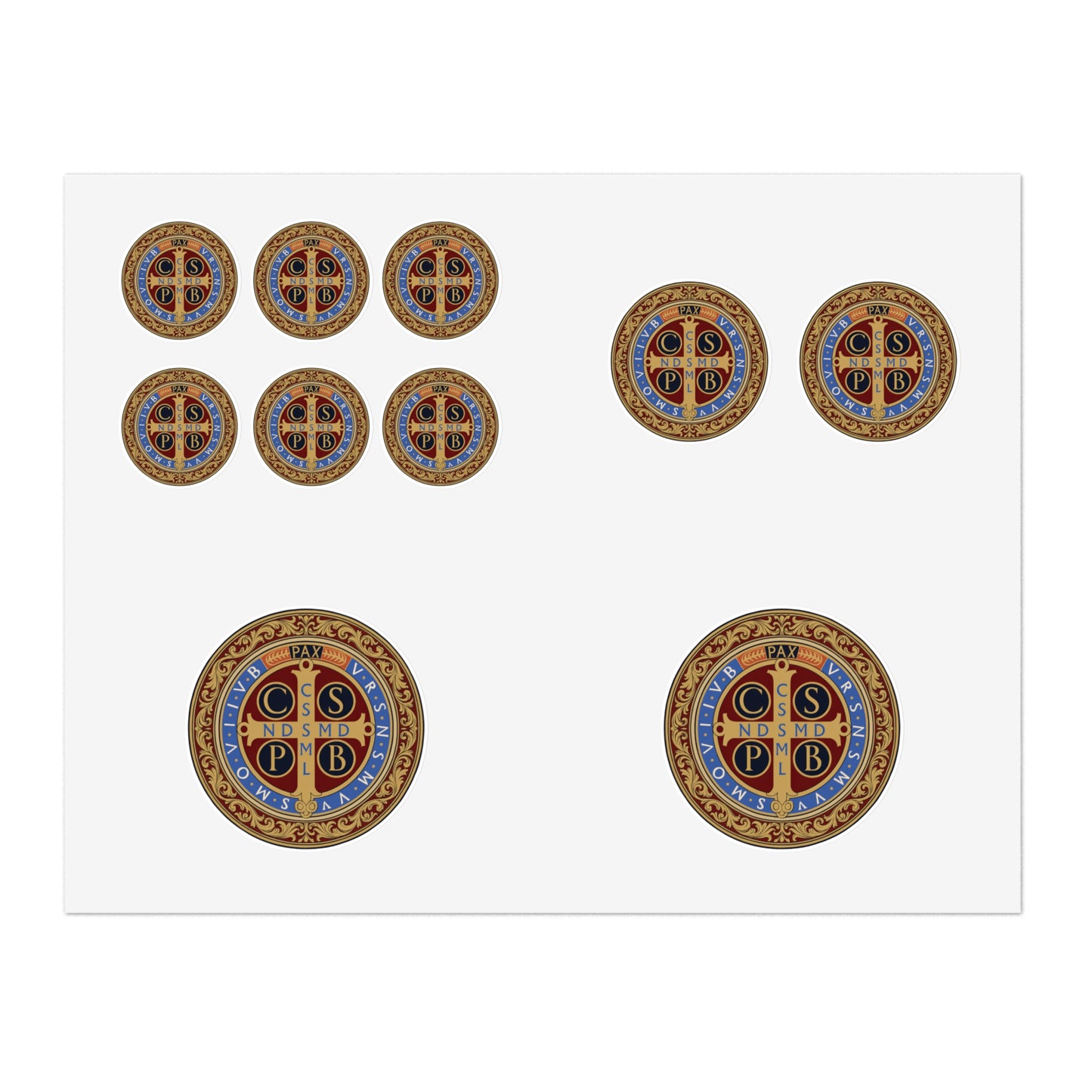 Saint Benedict Medal Sticker Sheet | 10 Religious Catholic Medal Stickers