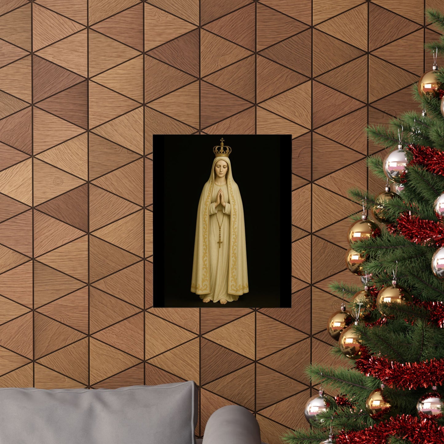 Our Lady of Fatima, Matte Vertical Poster of Virgin Mary, Spiritual Home Decor, Catholic Gift, Wall Art for Meditation, Prayer Room