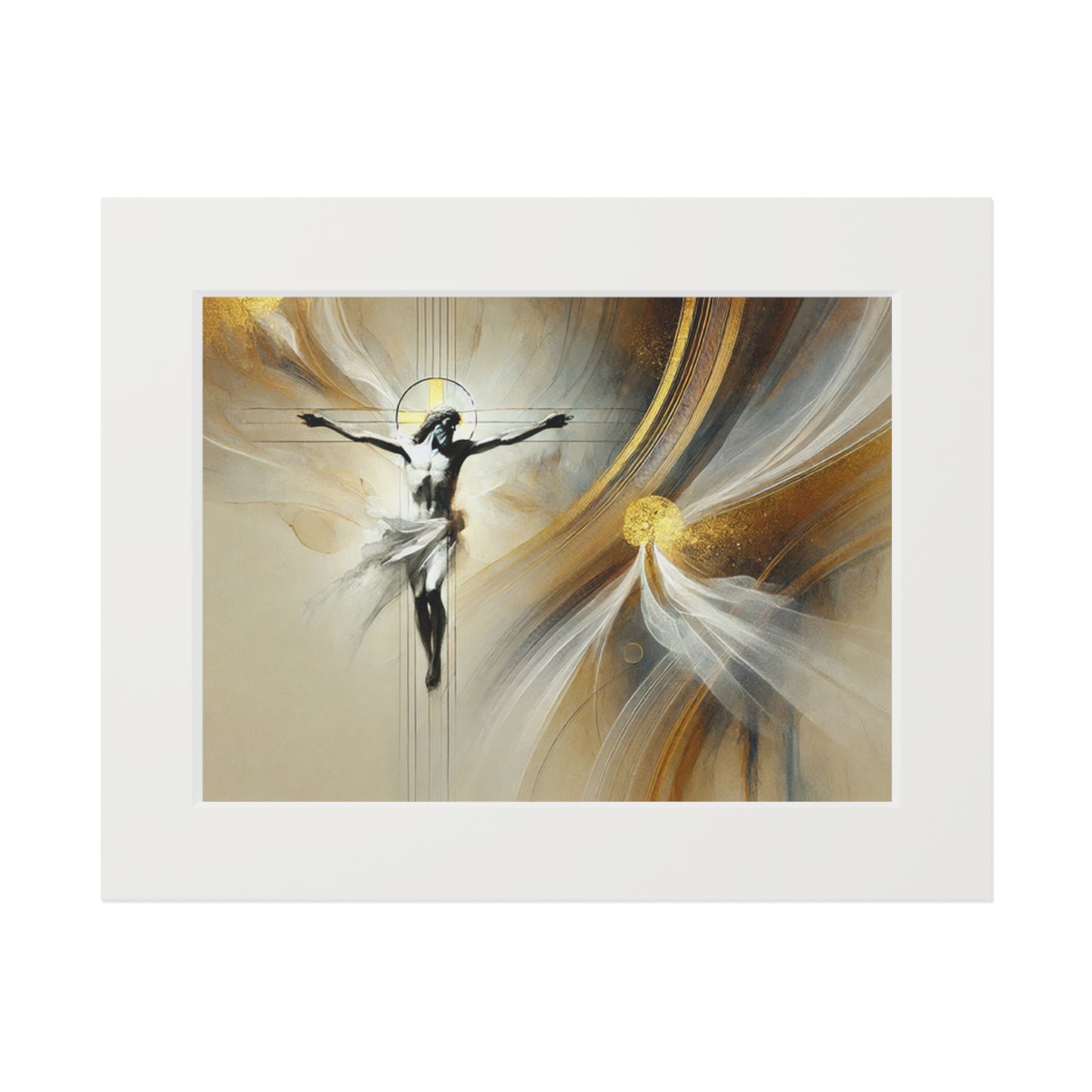 Jesus Crucified: Elegant Fine Art Prints with Passepartout Frame, Spiritual Wall Decor, Artistic Gift, Modern Home Art