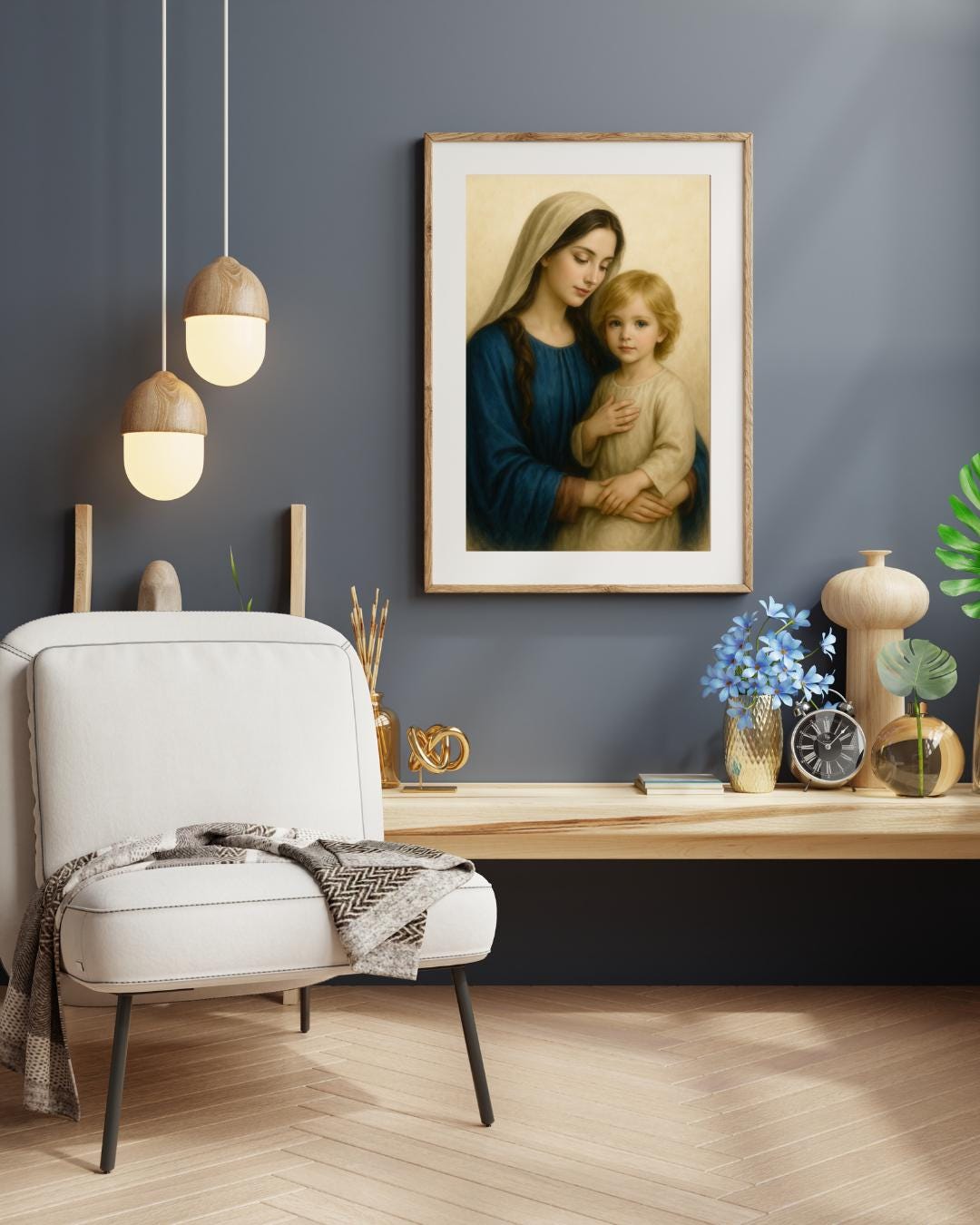 Virgin Mary and Young Jesus Art Print: Catholic Christian Wall Art of the Holy Family ⬇️ Digital Download