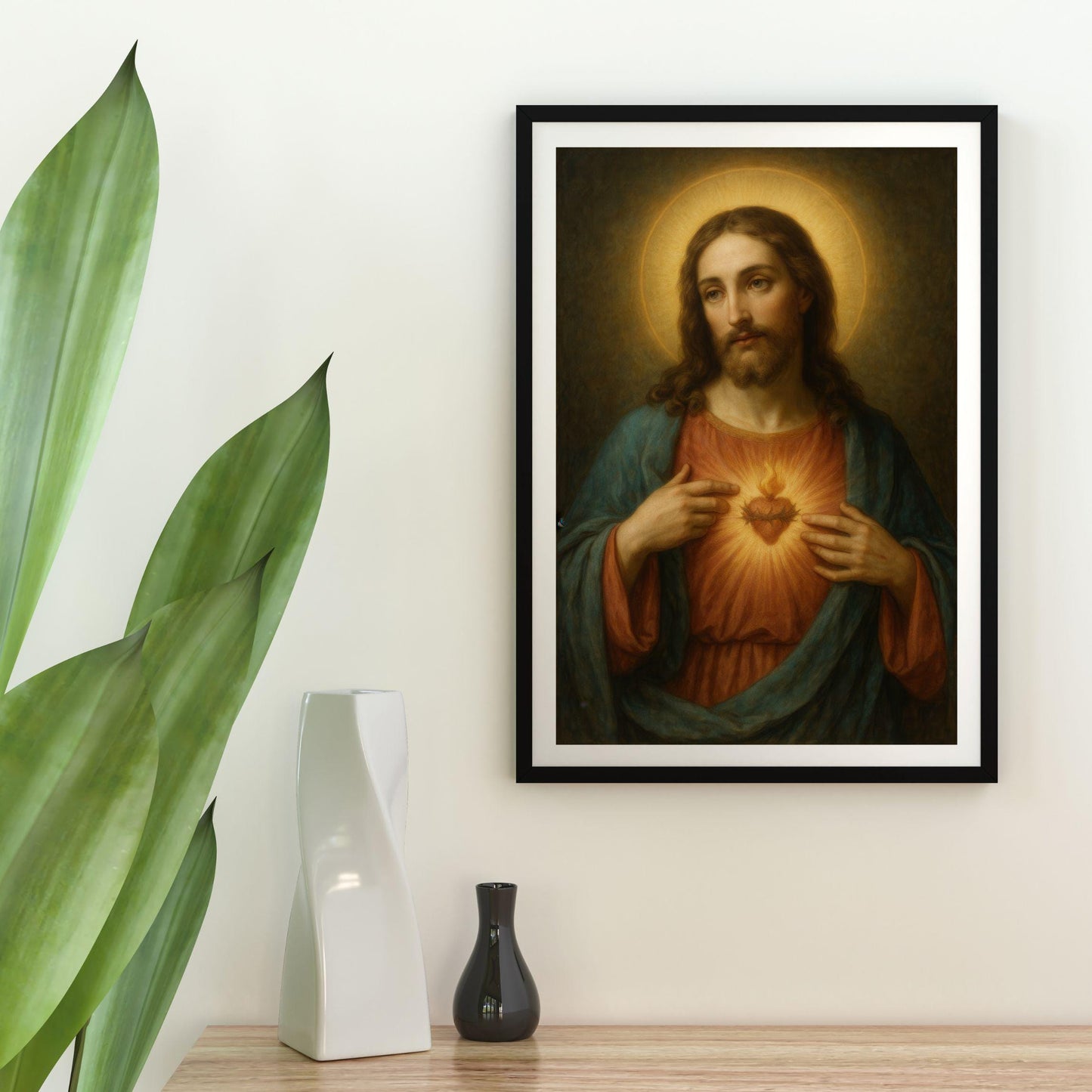 Sacred Heart of Jesus Portrait: Catholic Christian Wall Art ⬇️ Digital Download