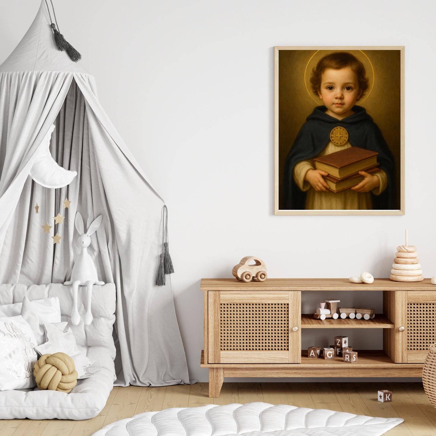 Thomas Aquinas Art Print: Baby Saint Thomas Aquinas Catholic Nursery Decor, Baptism, Baby Shower Faith Gift ⬇️ Digital Download