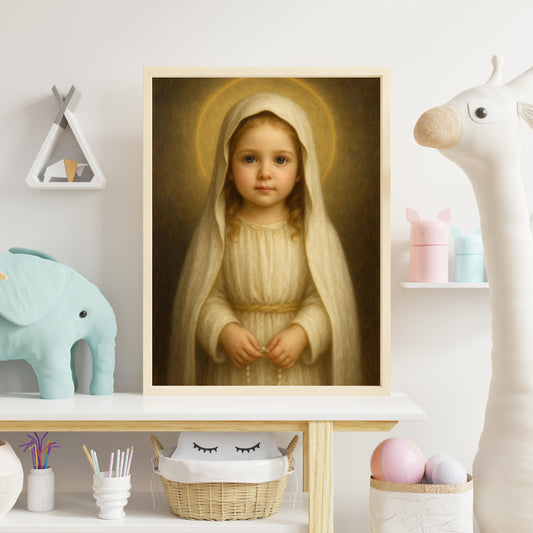 Saint Faustina Art Print: Baby Saint Faustina Catholic Nursery Decor, Divine Mercy, Baptism, Baby Shower Gift ⬇️ Digital Download